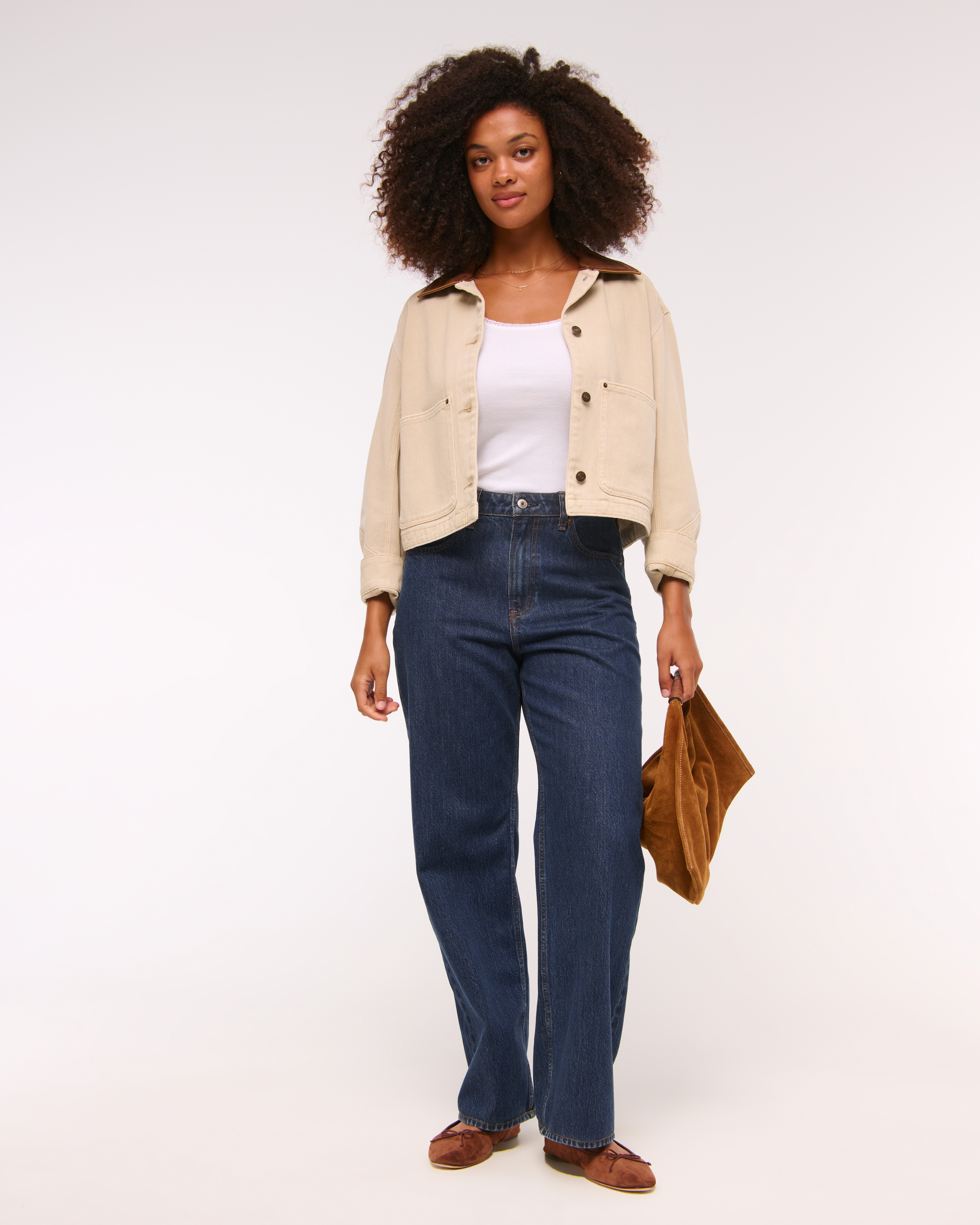 Abercrombie & Fitch Curve Love High Rise Loose Jean In Blue