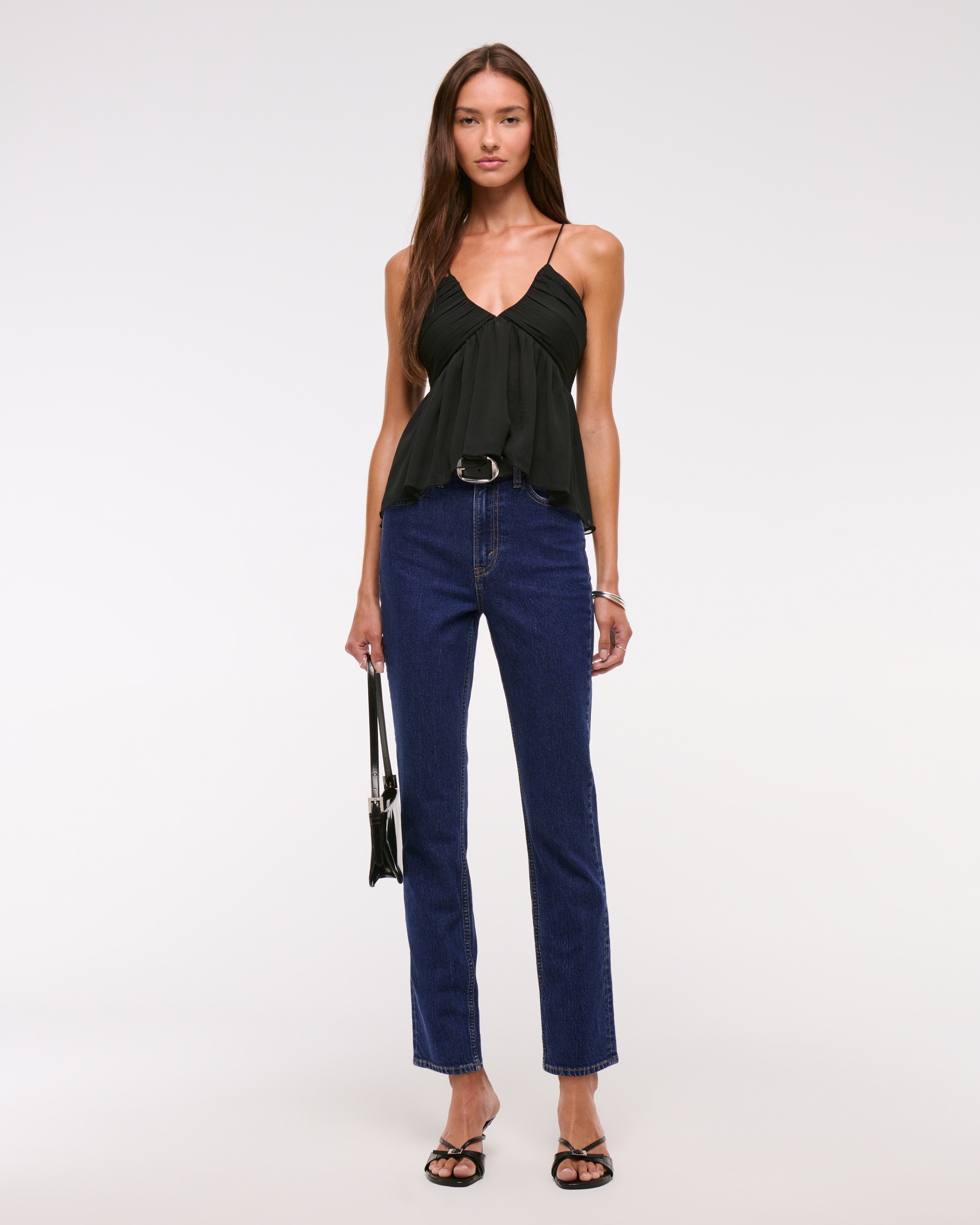 Abercrombie & Fitch Ultra High Rise Ankle Straight Jean In Blue