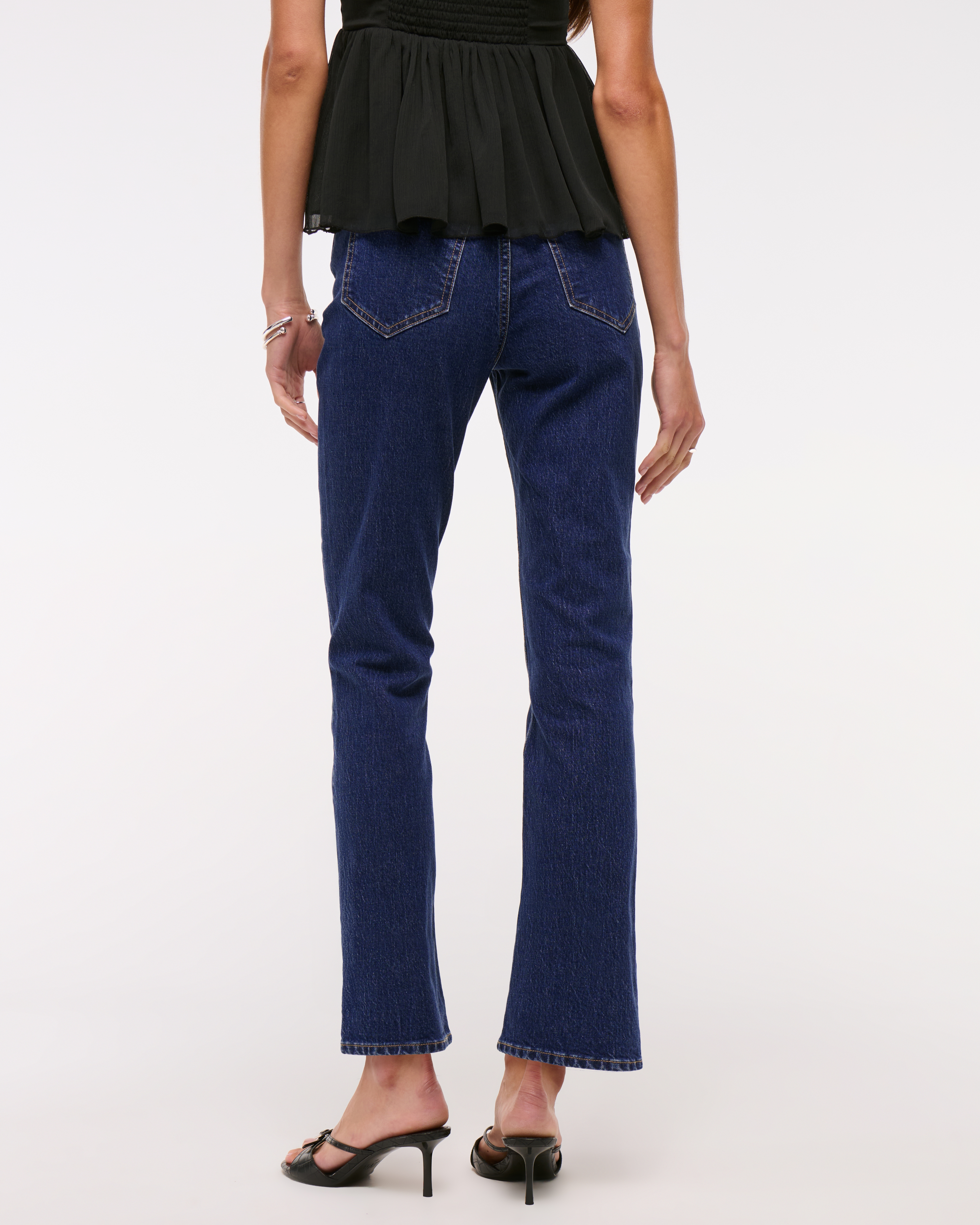 Abercrombie & Fitch Ultra High Rise Ankle Straight Jean In Blue