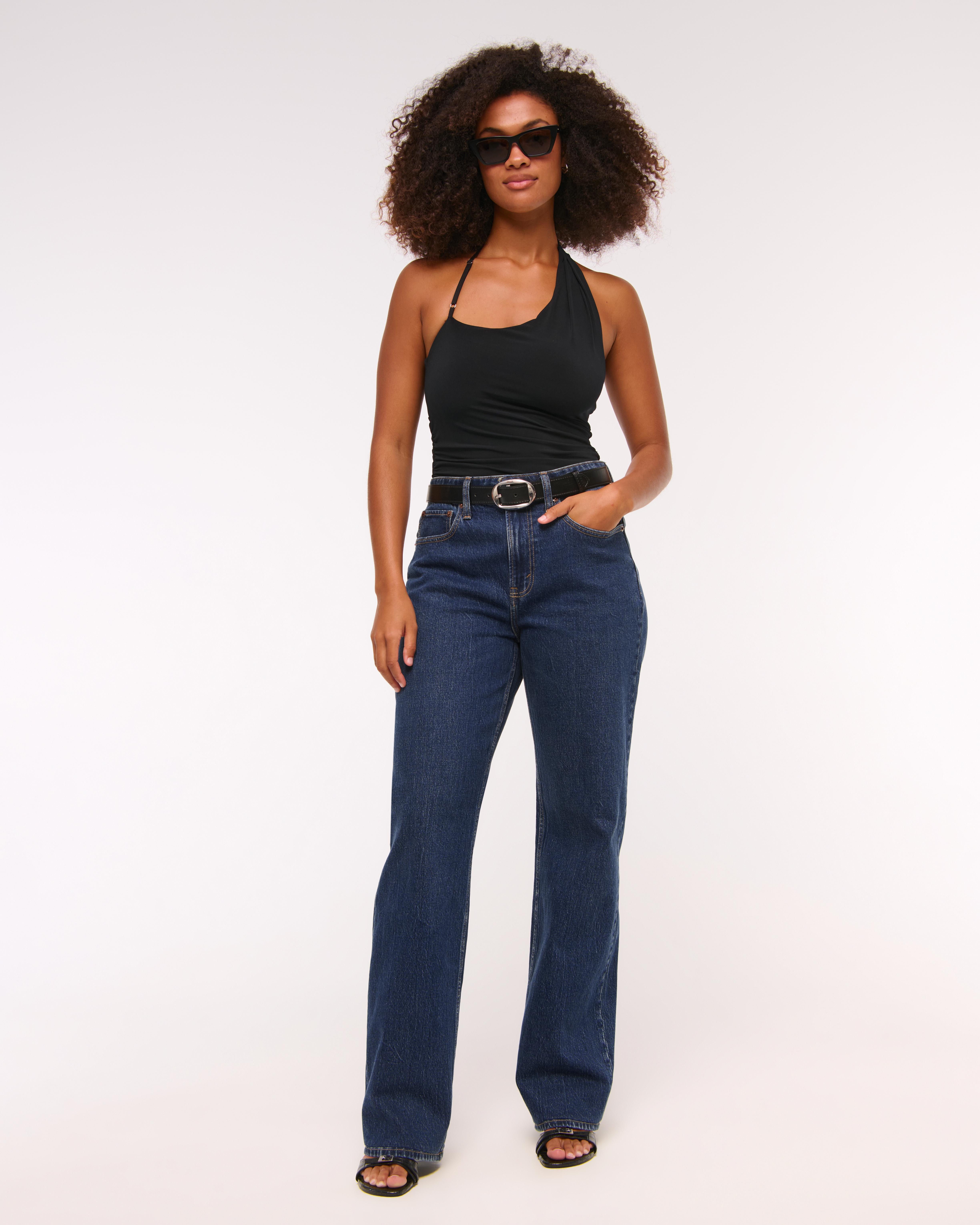 Abercrombie & Fitch Curve Love High Rise 90s Relaxed Jean In Black