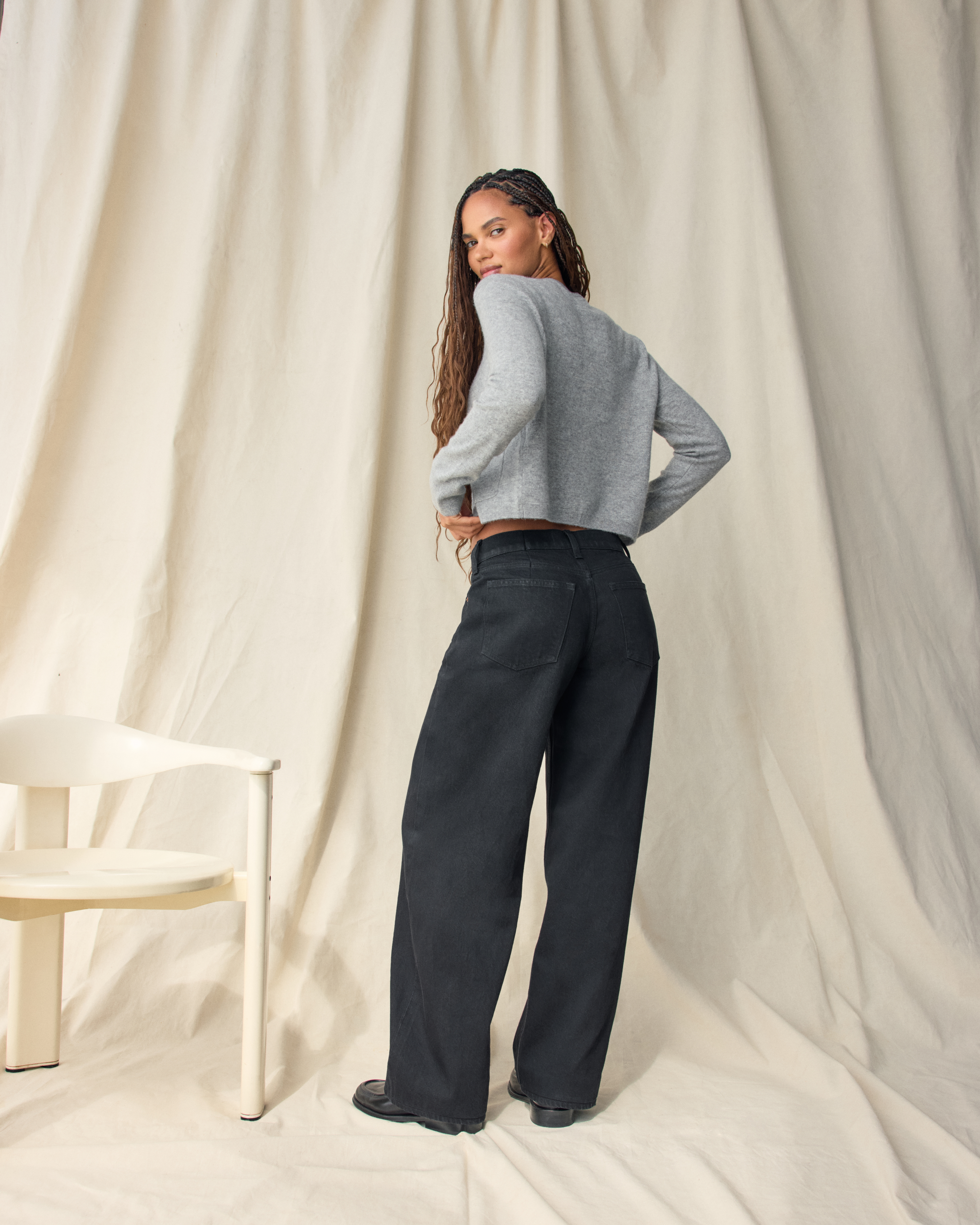 Abercrombie & Fitch Curve Love Low Rise Ultra Loose Jean In Black