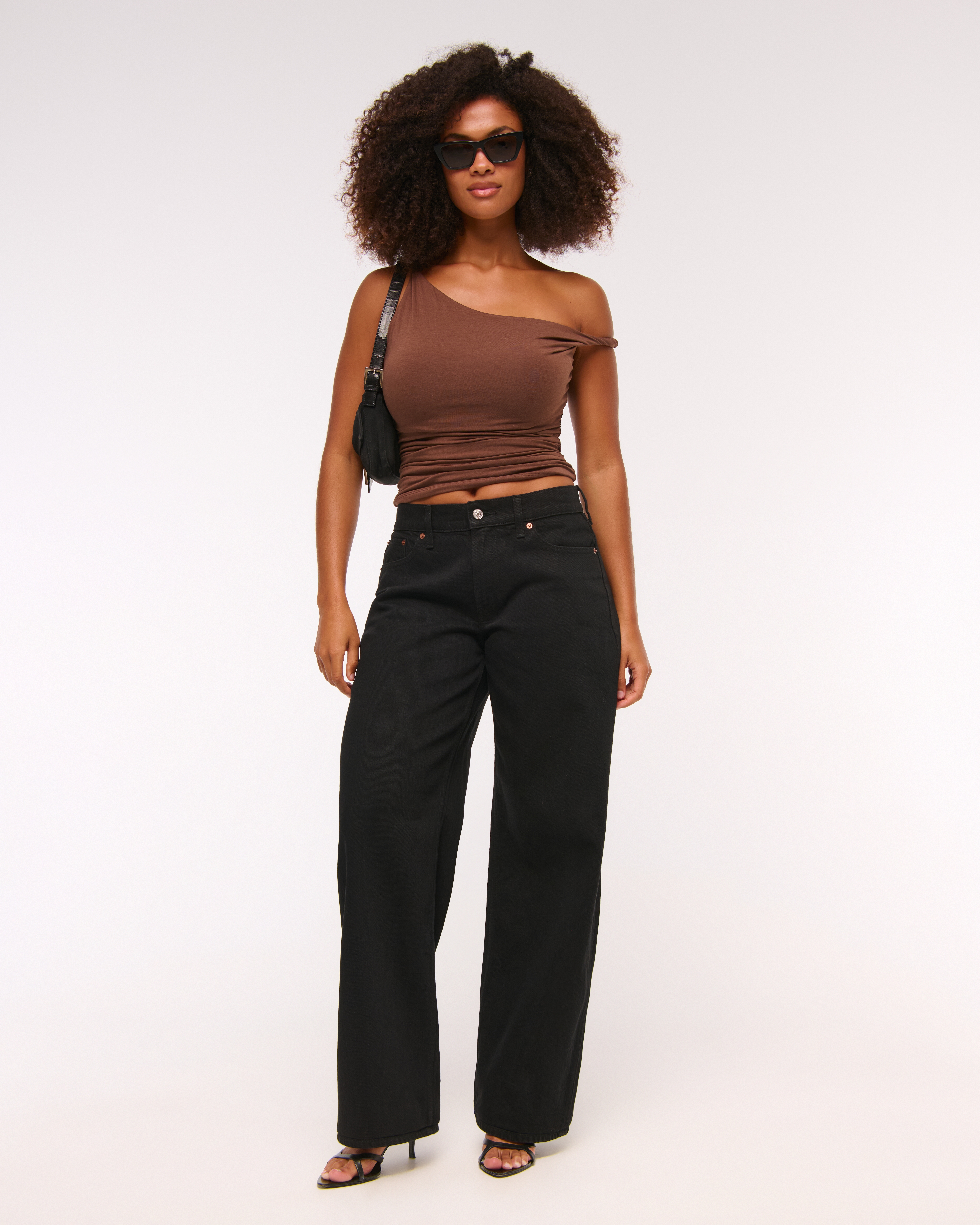 Abercrombie & Fitch Curve Love Low Rise Ultra Loose Jean In Black