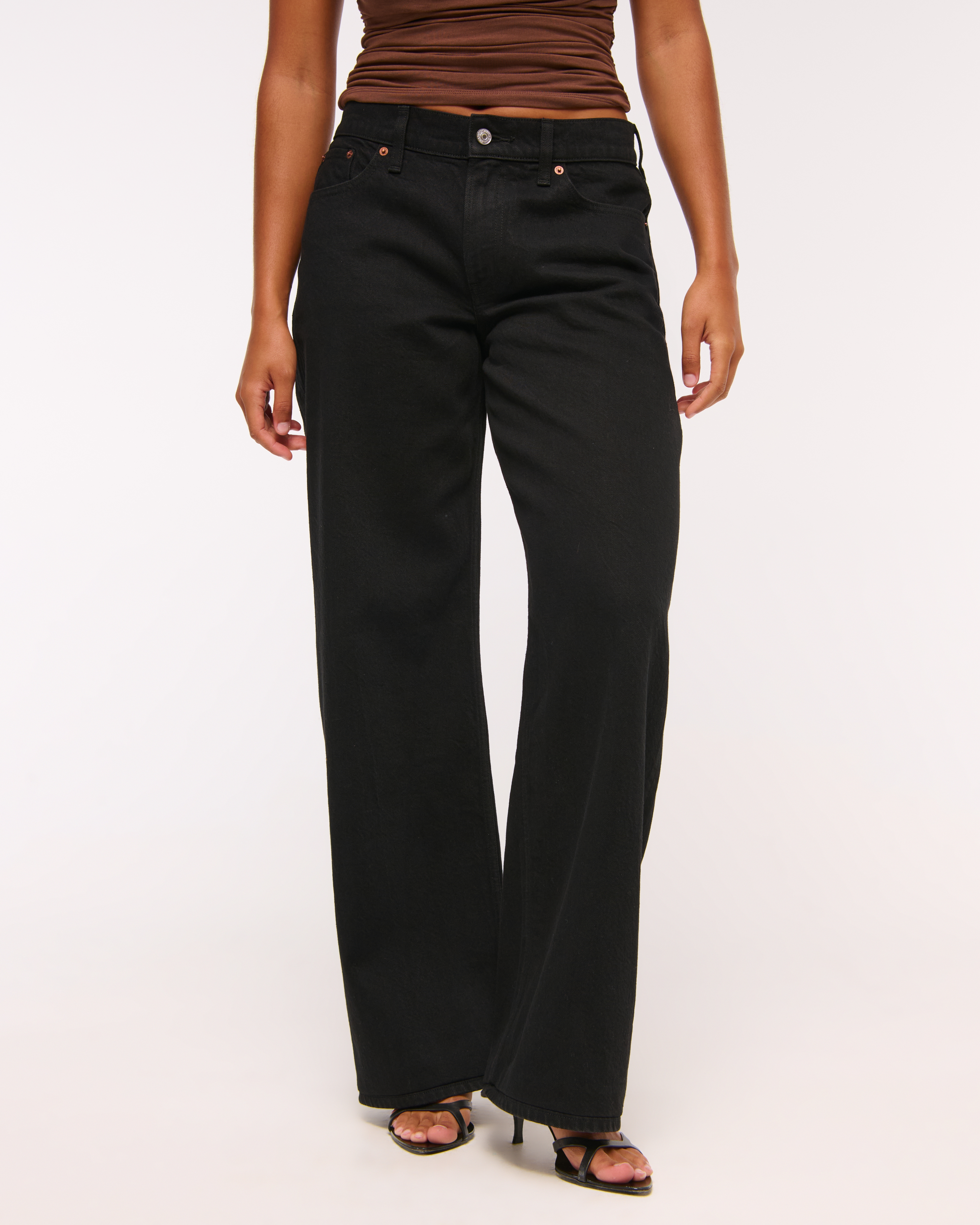Abercrombie & Fitch Curve Love Low Rise Ultra Loose Jean In Black