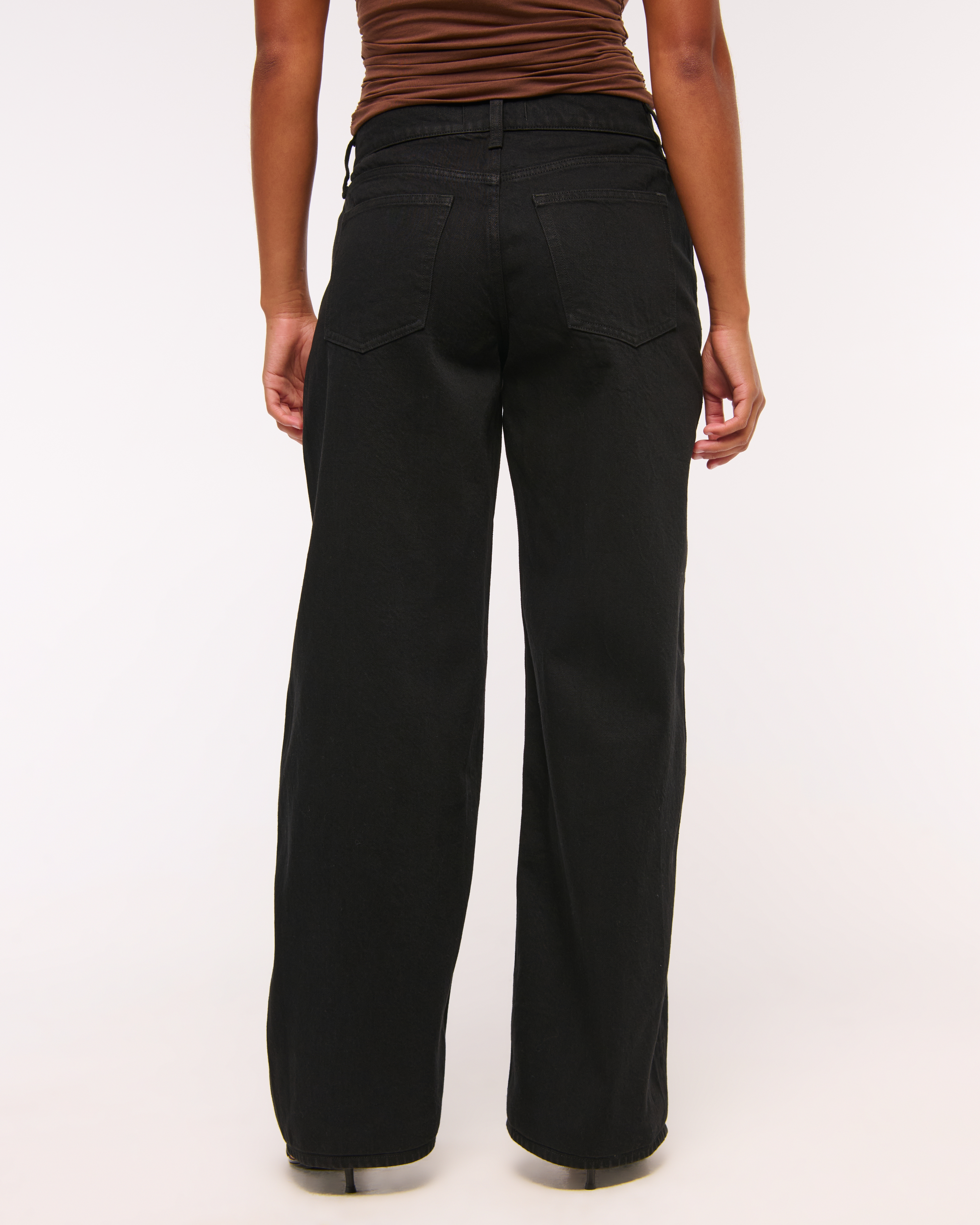 Abercrombie & Fitch Curve Love Low Rise Ultra Loose Jean In Black