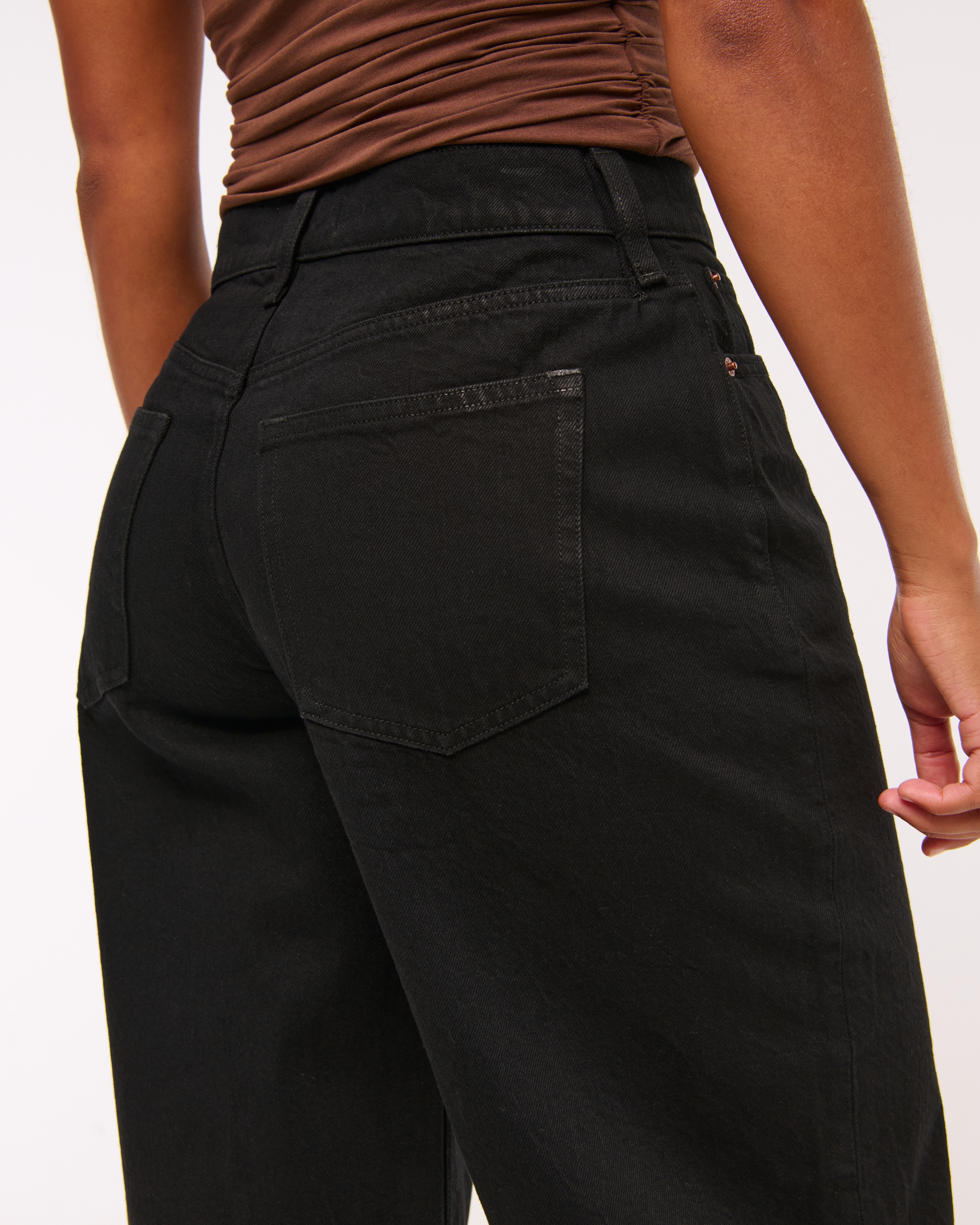 Abercrombie & Fitch Curve Love Low Rise Ultra Loose Jean In Black