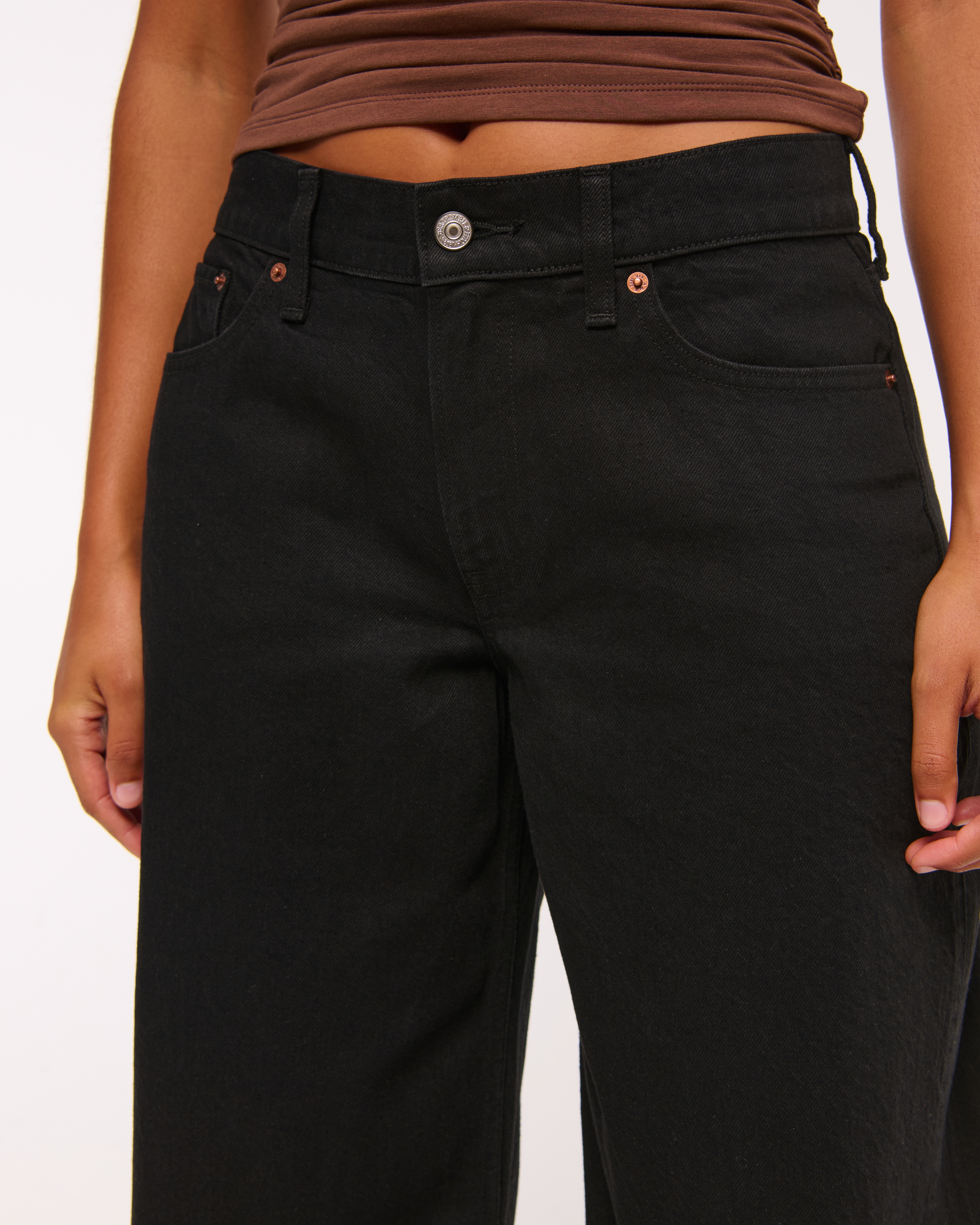 Abercrombie & Fitch Curve Love Low Rise Ultra Loose Jean In Black
