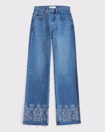 High Rise 90s Relaxed Cutwork Embroidered Jean