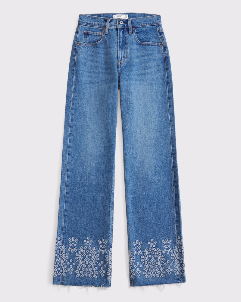 Women's High Rise 90s Relaxed Cutwork Embroidered Jean | Women's