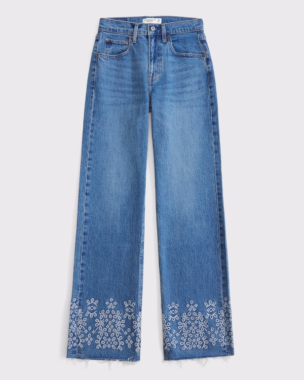 Women's High Rise 90s Relaxed Cutwork Embroidered Jean | Women's