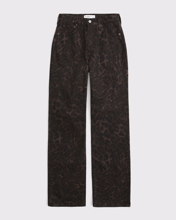 Women's High Rise 90s Relaxed Leopard Print Jean | Women's Bottoms | Abercrombie.com