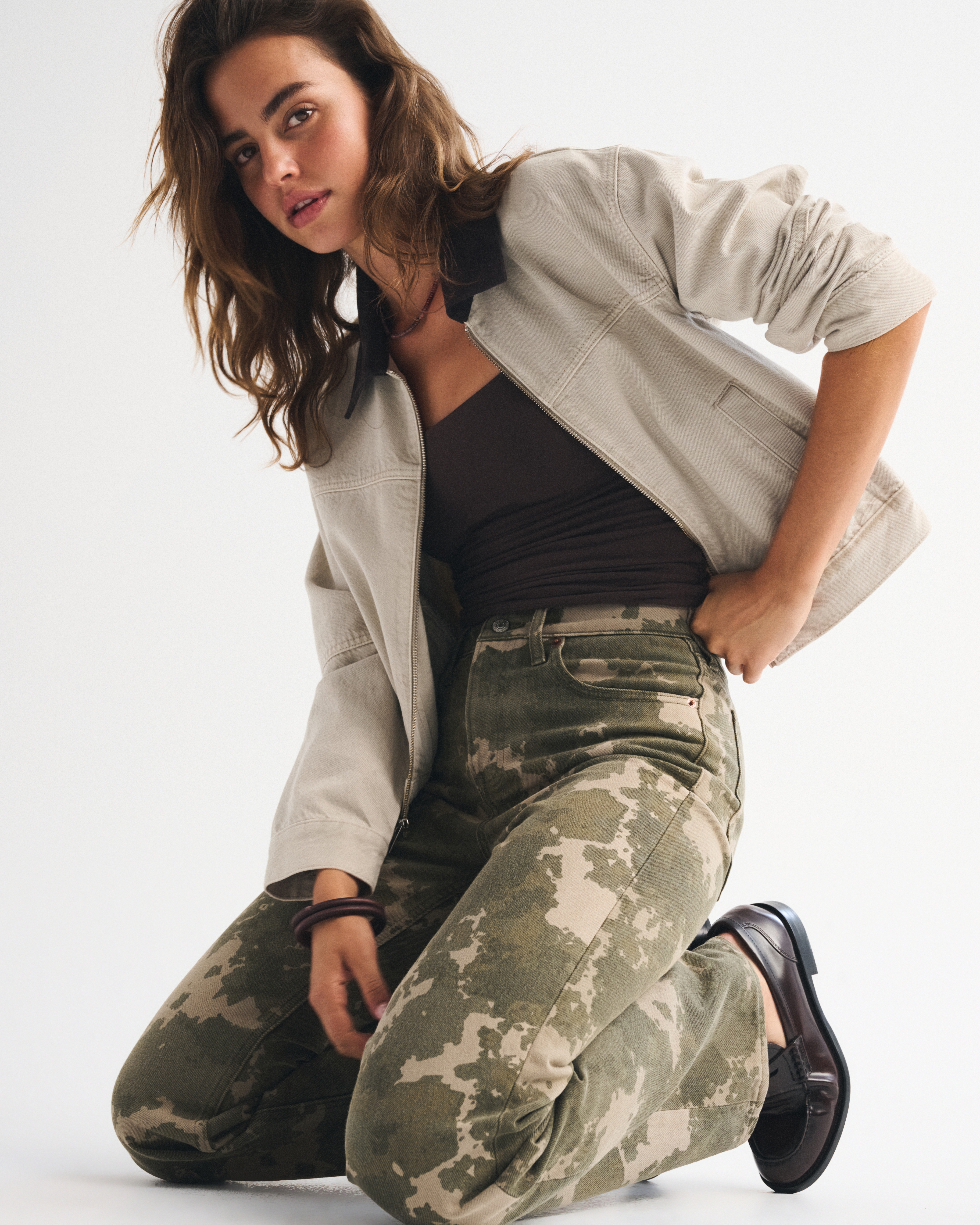 Abercrombie & Fitch High Rise 90s Relaxed Camo Print Jean In Multi