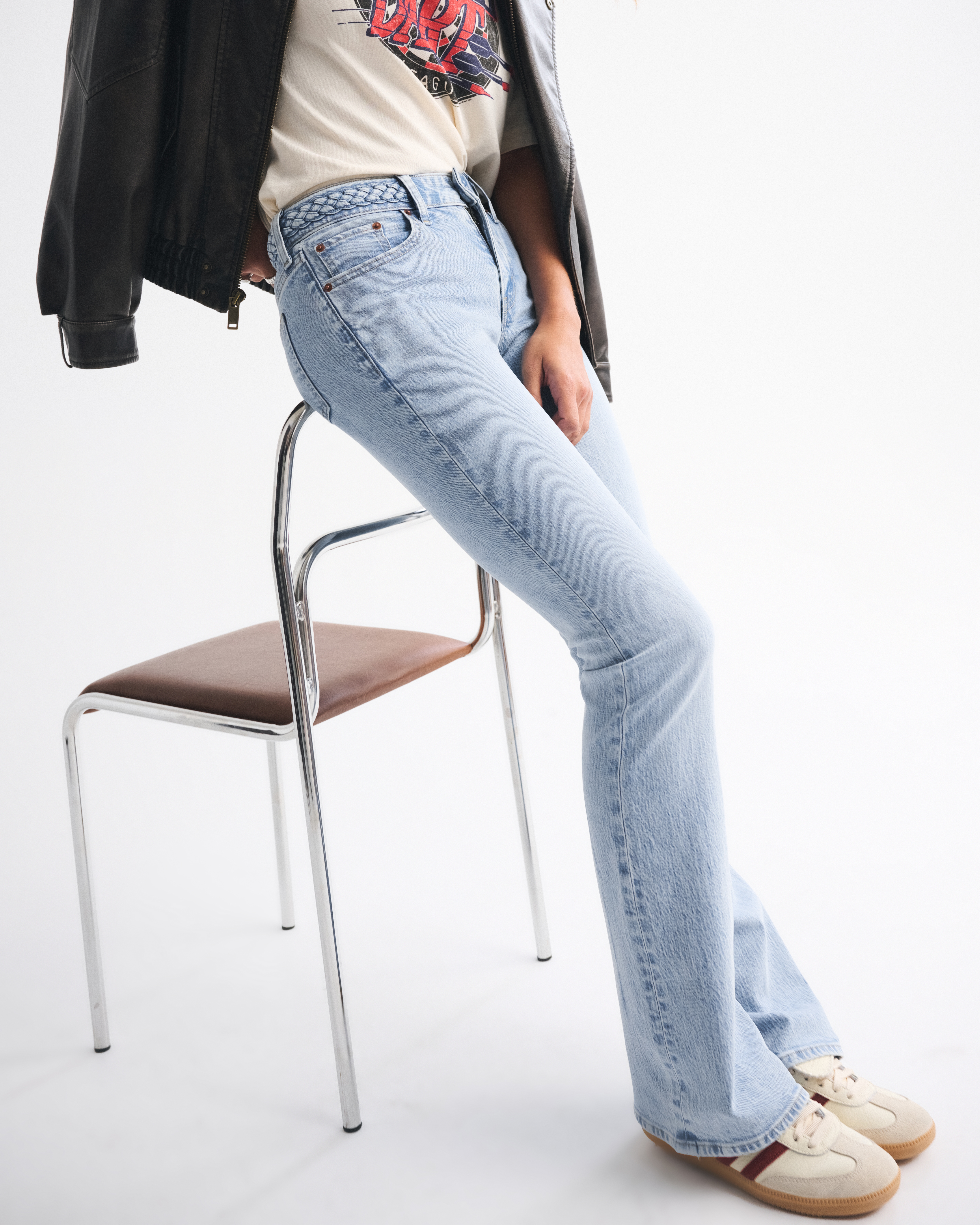 Abercrombie & Fitch Mid Rise Bootcut Braided Waistband Jean