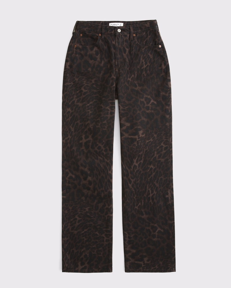Women's Curve Love High Rise 90s Relaxed Leopard Print Jean