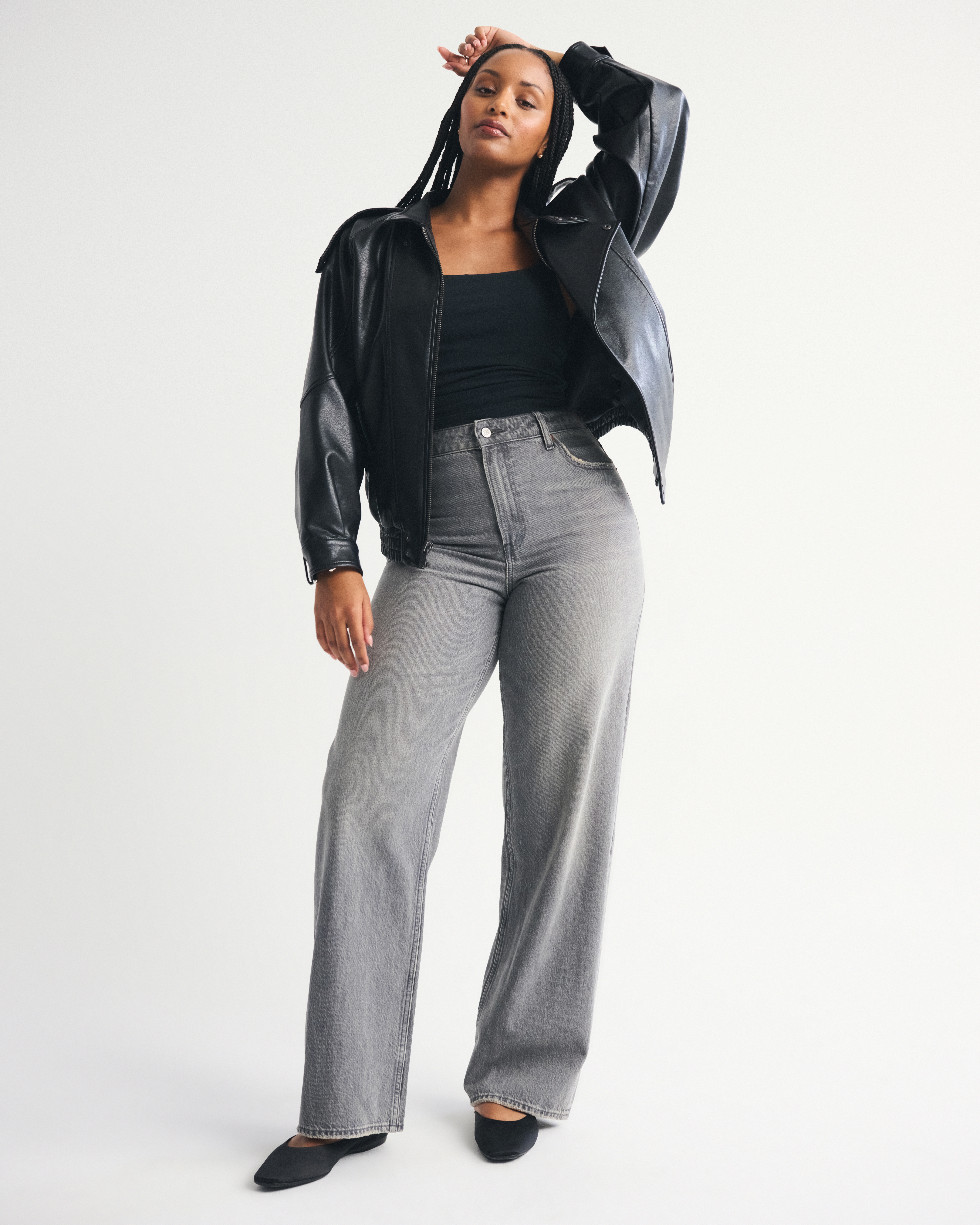 Abercrombie & Fitch Curve Love High Rise Loose Jean In Black
