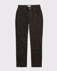 Curve Love Mid Rise 90s Straight Leopard Print Jean