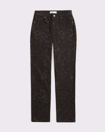 Mid Rise 90s Straight Leopard Print Jean