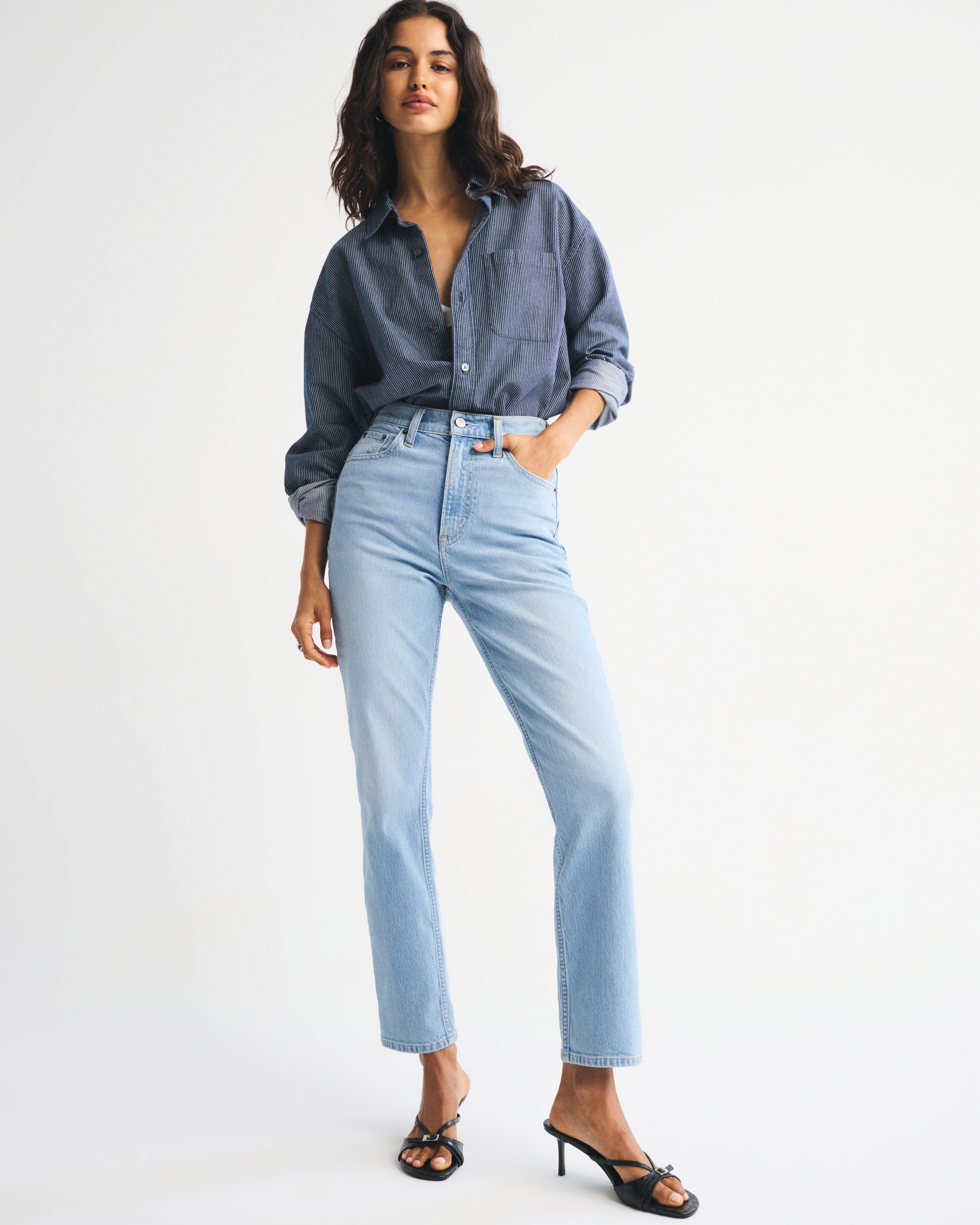 Abercrombie & Fitch Ultra High Rise Ankle Straight Jean In Brown