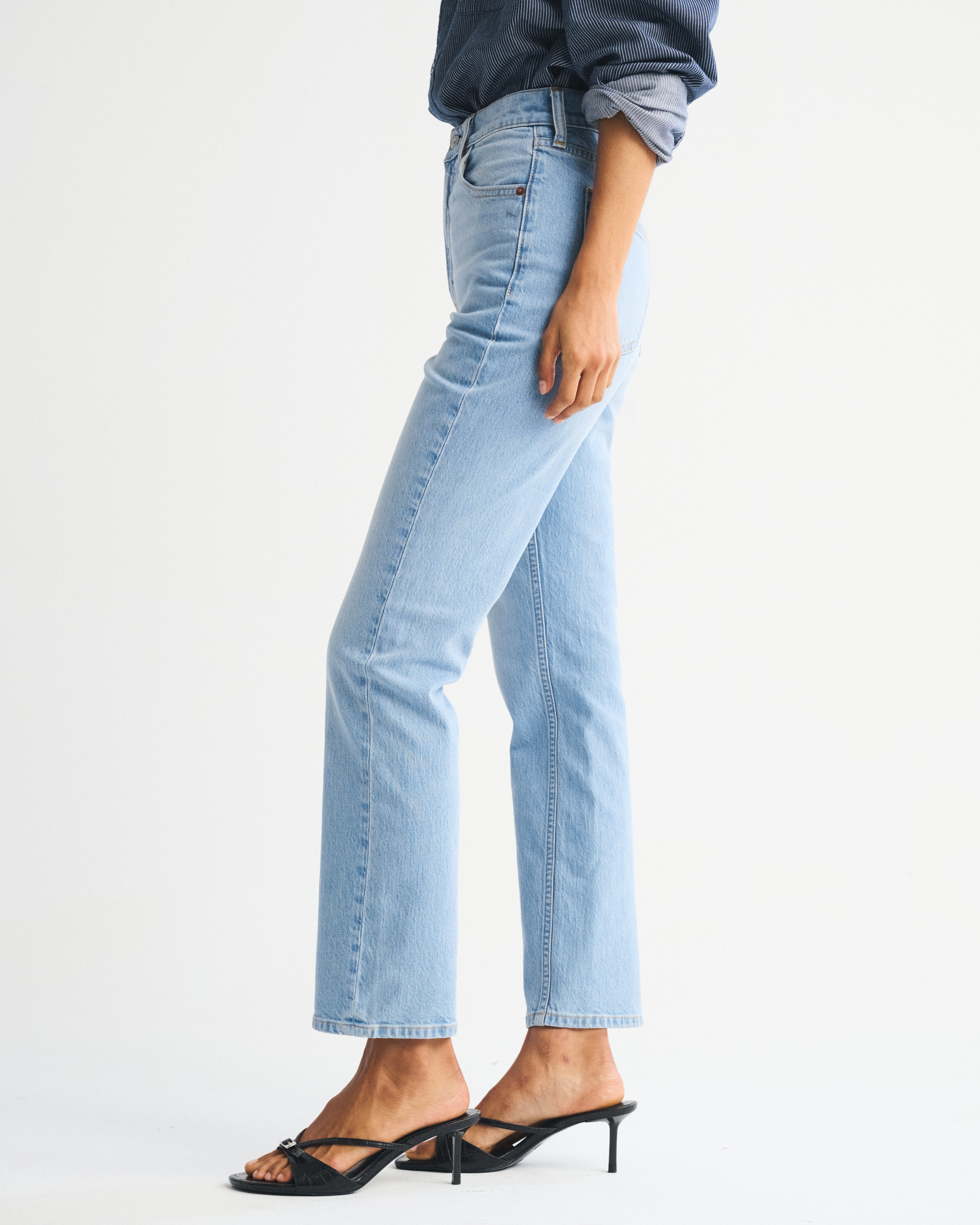 Abercrombie & Fitch Ultra High Rise Ankle Straight Jean In Brown