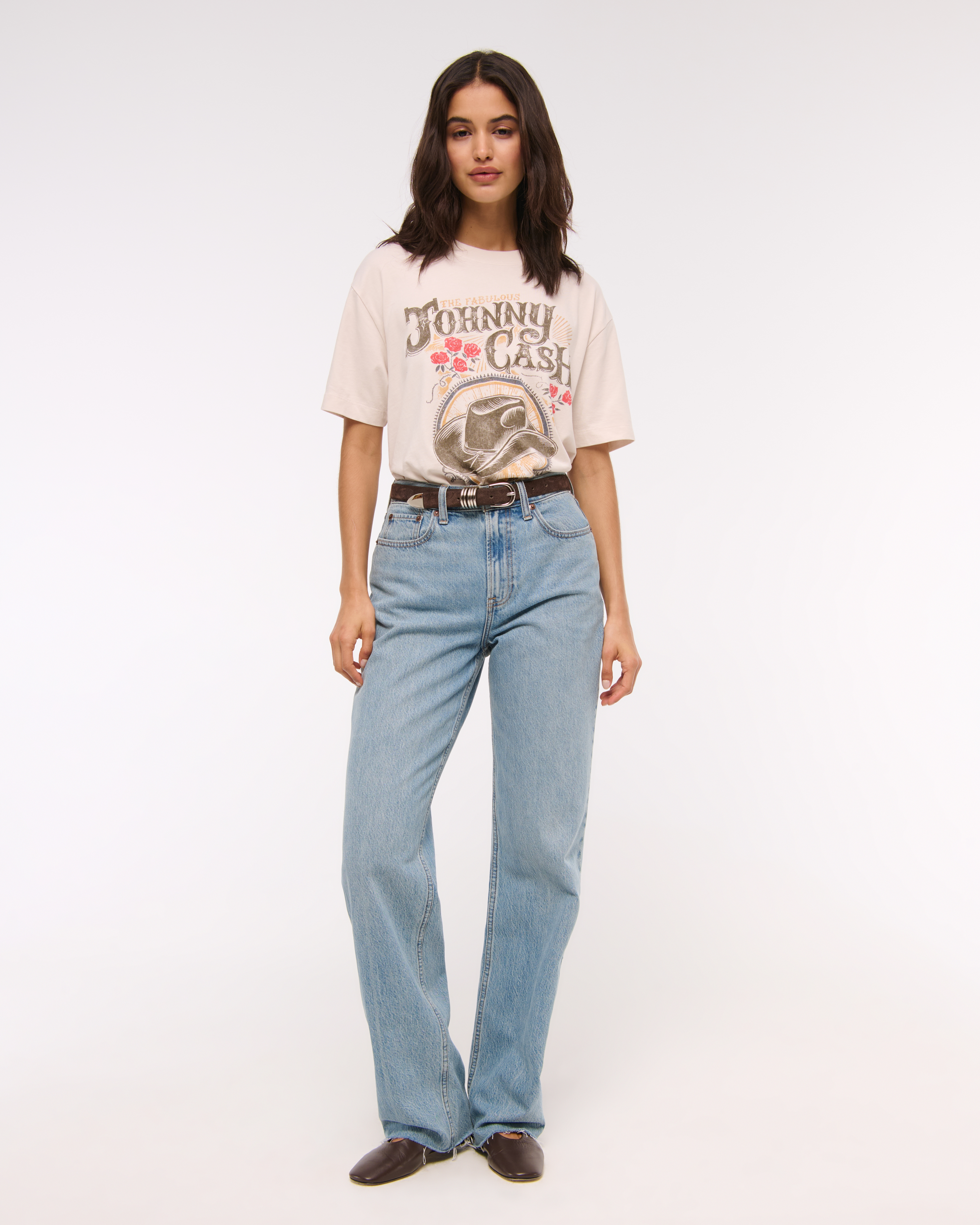 Abercrombie & Fitch High Rise Loose Jean In Blue