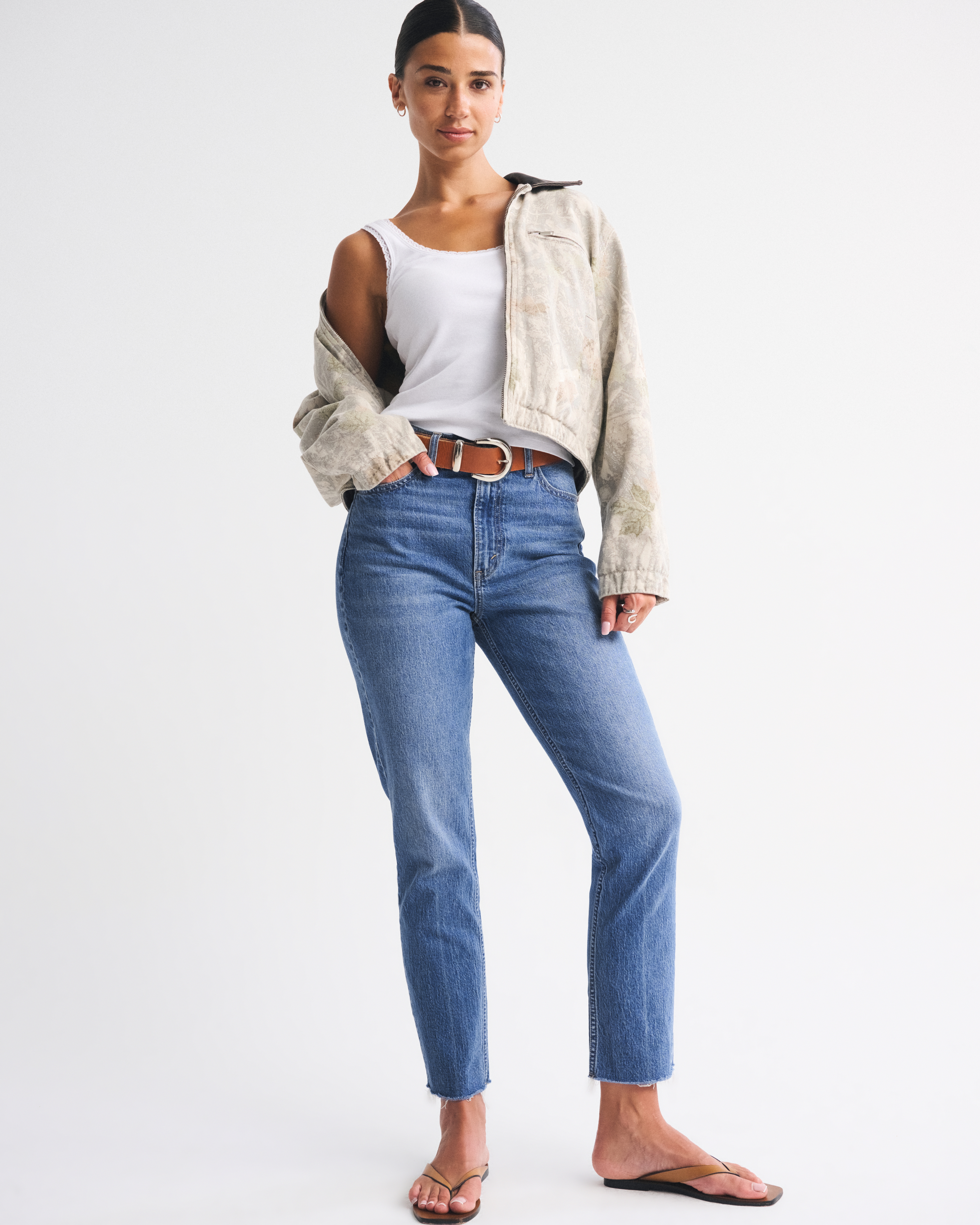 Abercrombie & Fitch Curve Love Ultra High Rise Ankle Straight Jean In Blue