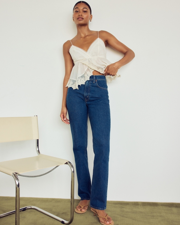 Curve Love Ultra High Rise 90s Straight Jean, Dark Marble view 1