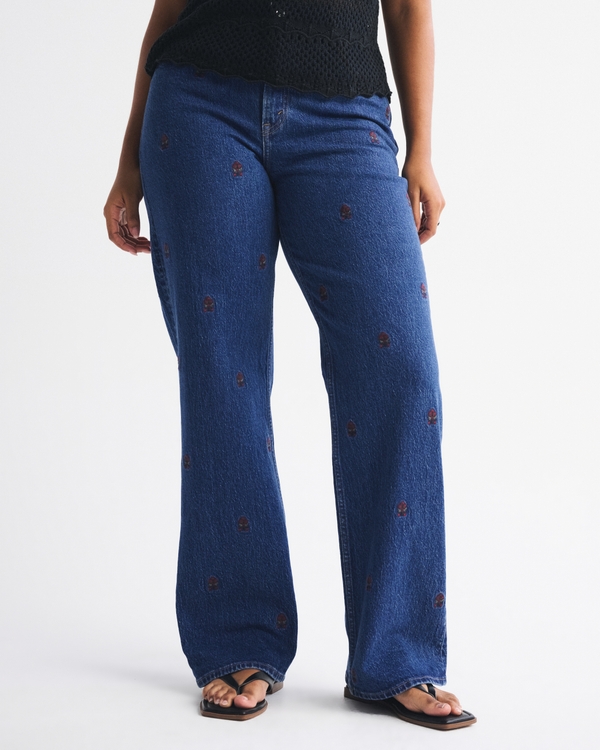 Curve Love High Rise 90s Relaxed Floral Embroidered Jean