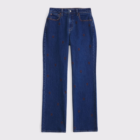 Женские джинсы Abercrombie & Fitch Curve Love High Rise 90s Relaxed Heart Embroidered Jean