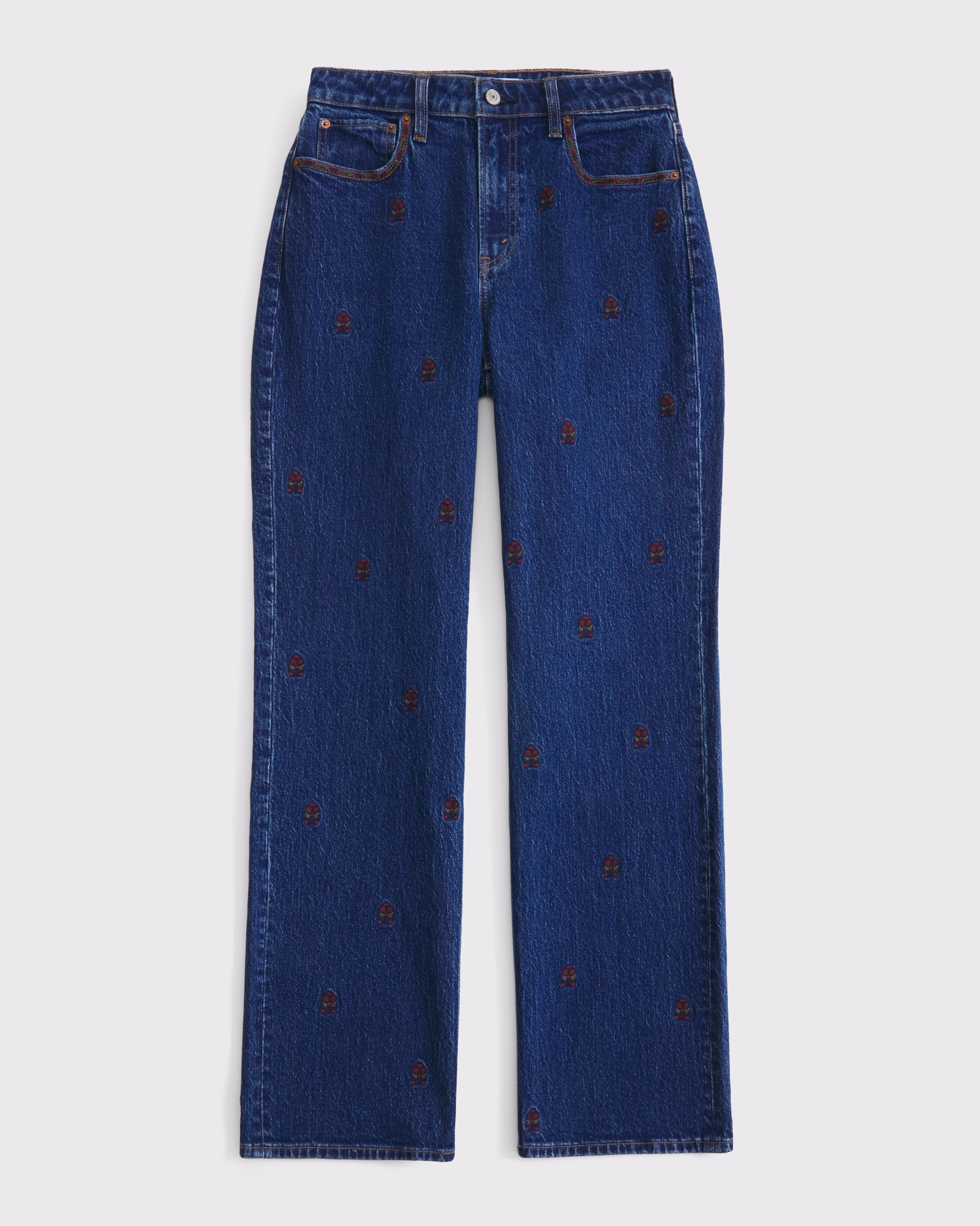 Women's Curve Love High Rise 90s Relaxed Floral Embroidered Jean