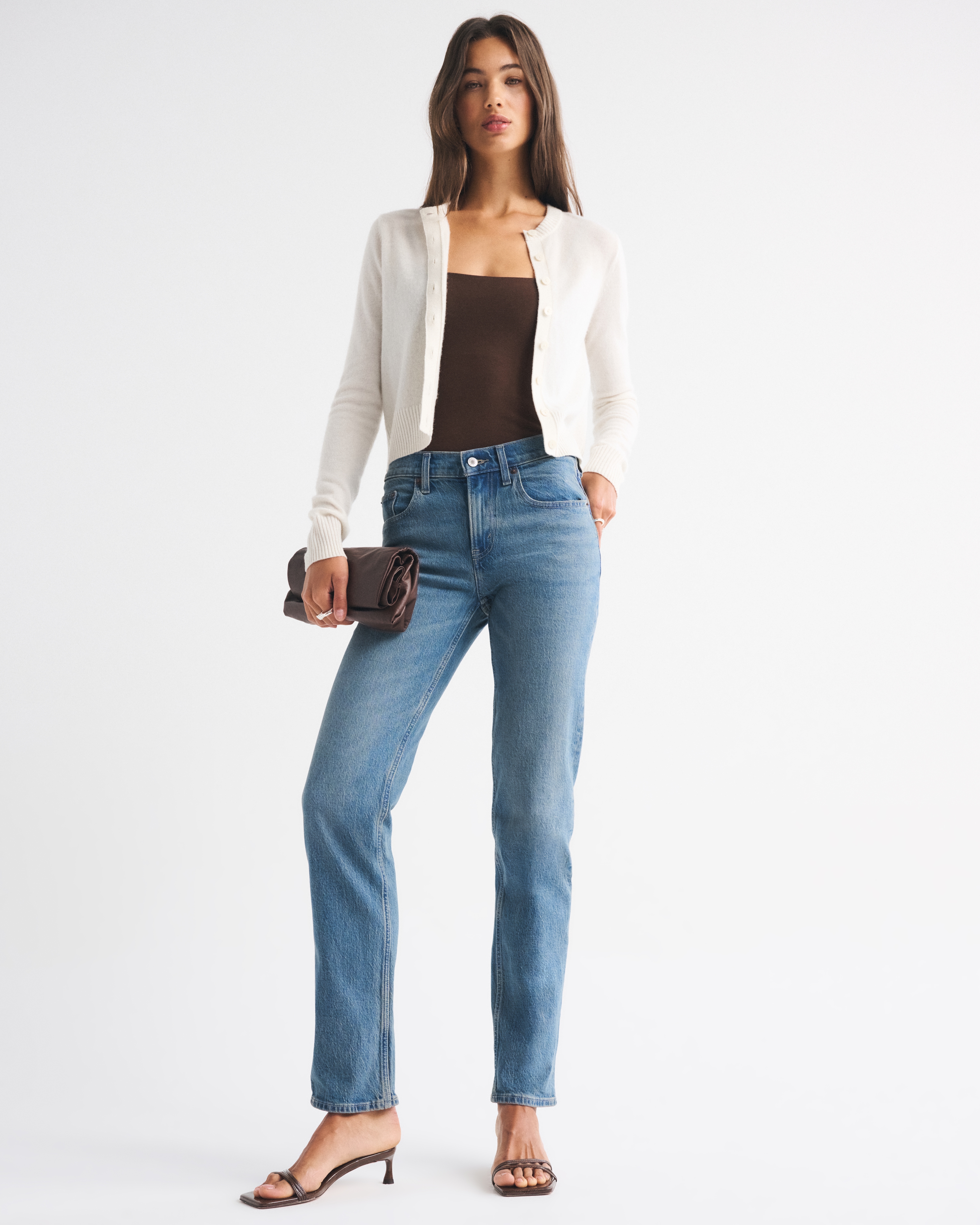 Abercrombie & Fitch Mid Rise 90s Straight Jean In Blue
