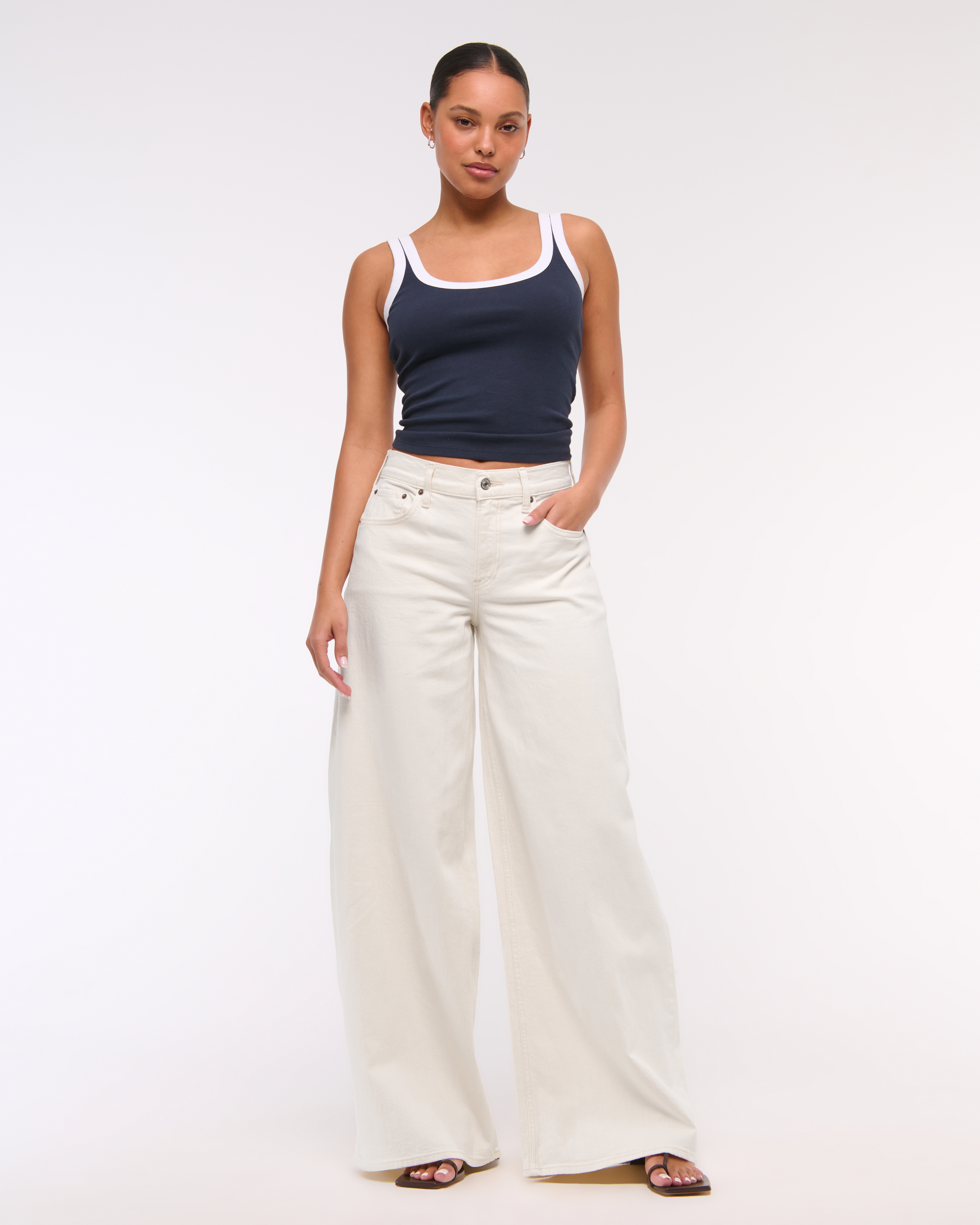 Abercrombie & Fitch Linen-blend Ultra Wide Leg Jean In Sand
