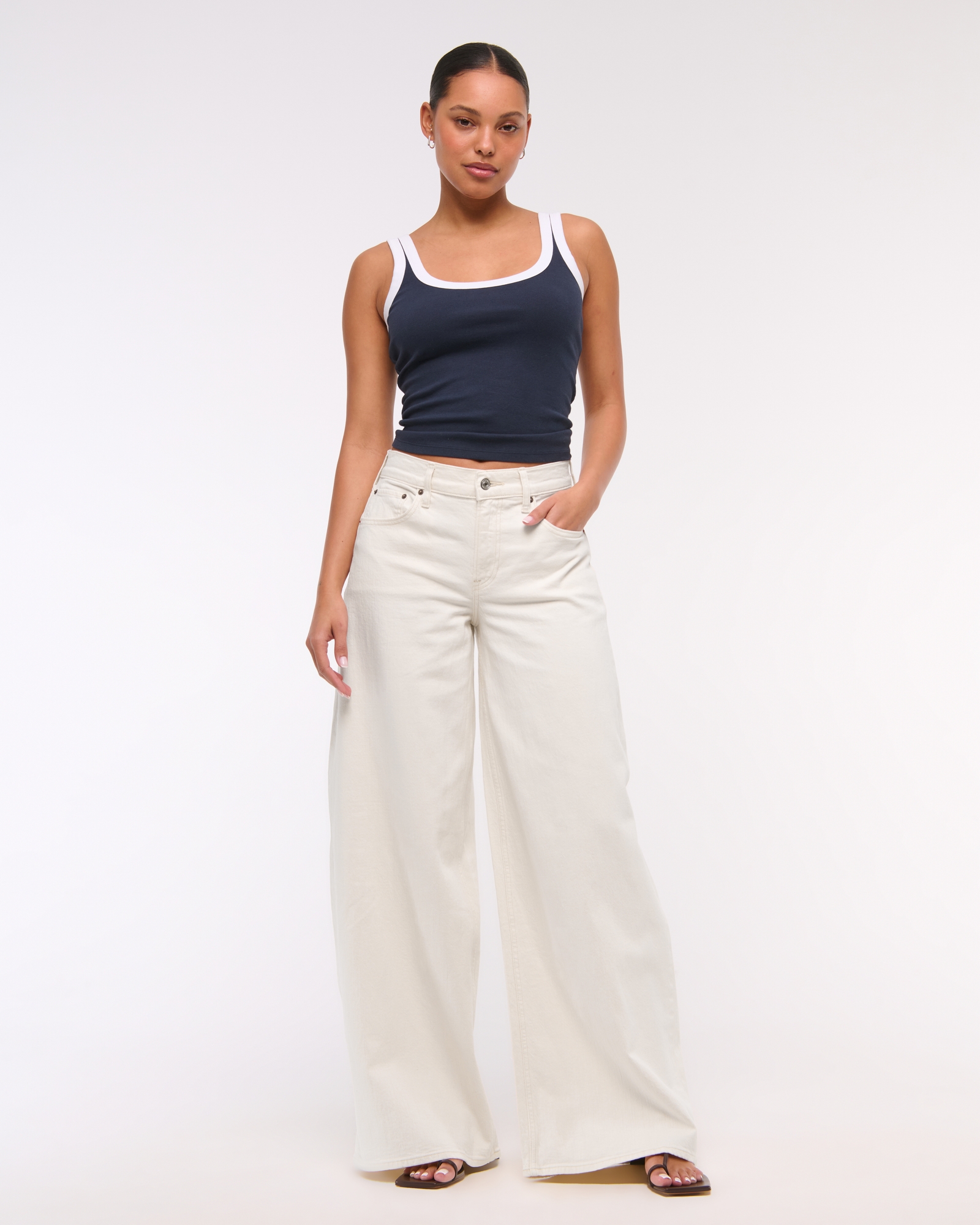 Linen-Blend Ultra Wide Leg Jean
