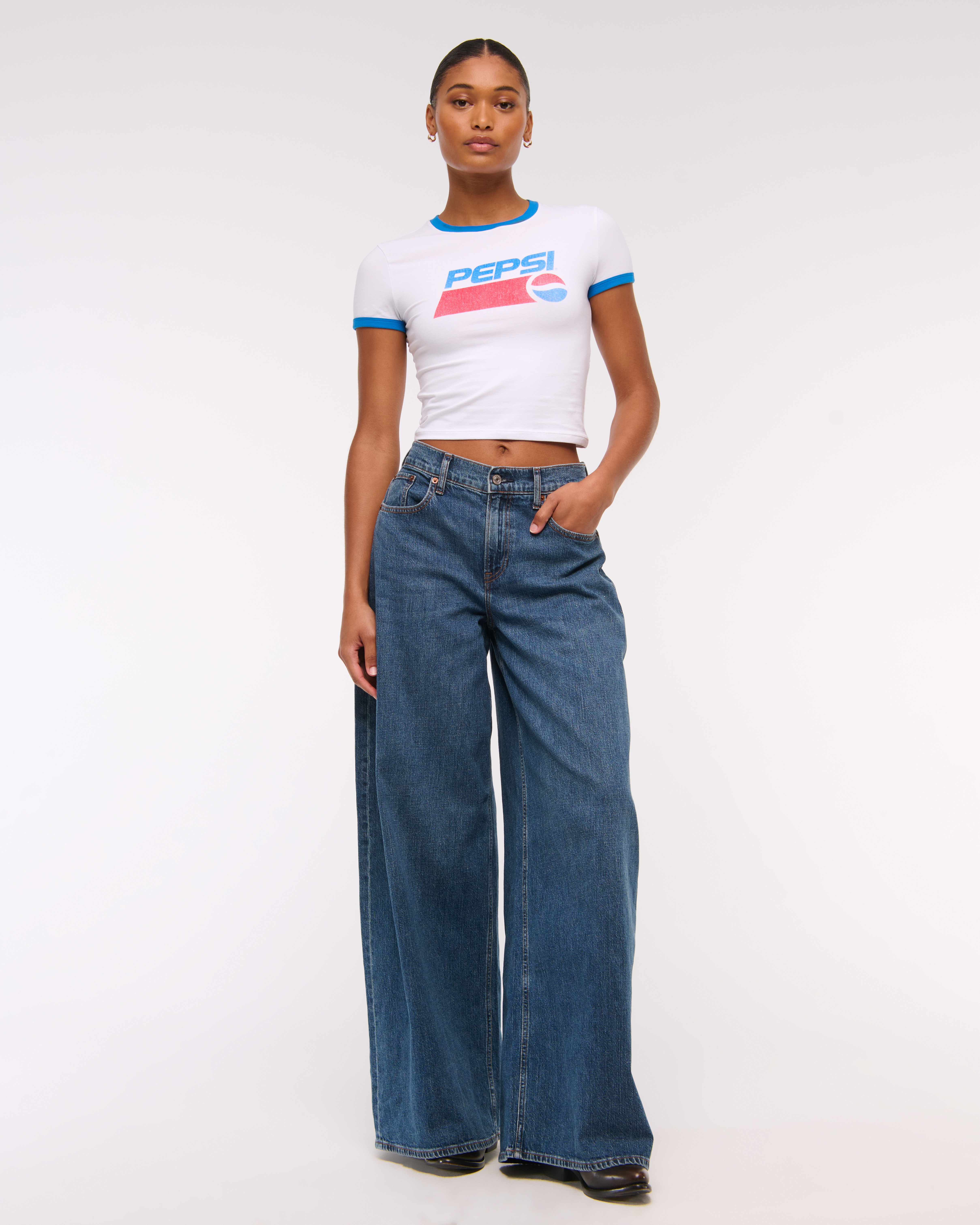 Abercrombie & Fitch Curve Love Linen-blend Ultra Wide Leg Jean