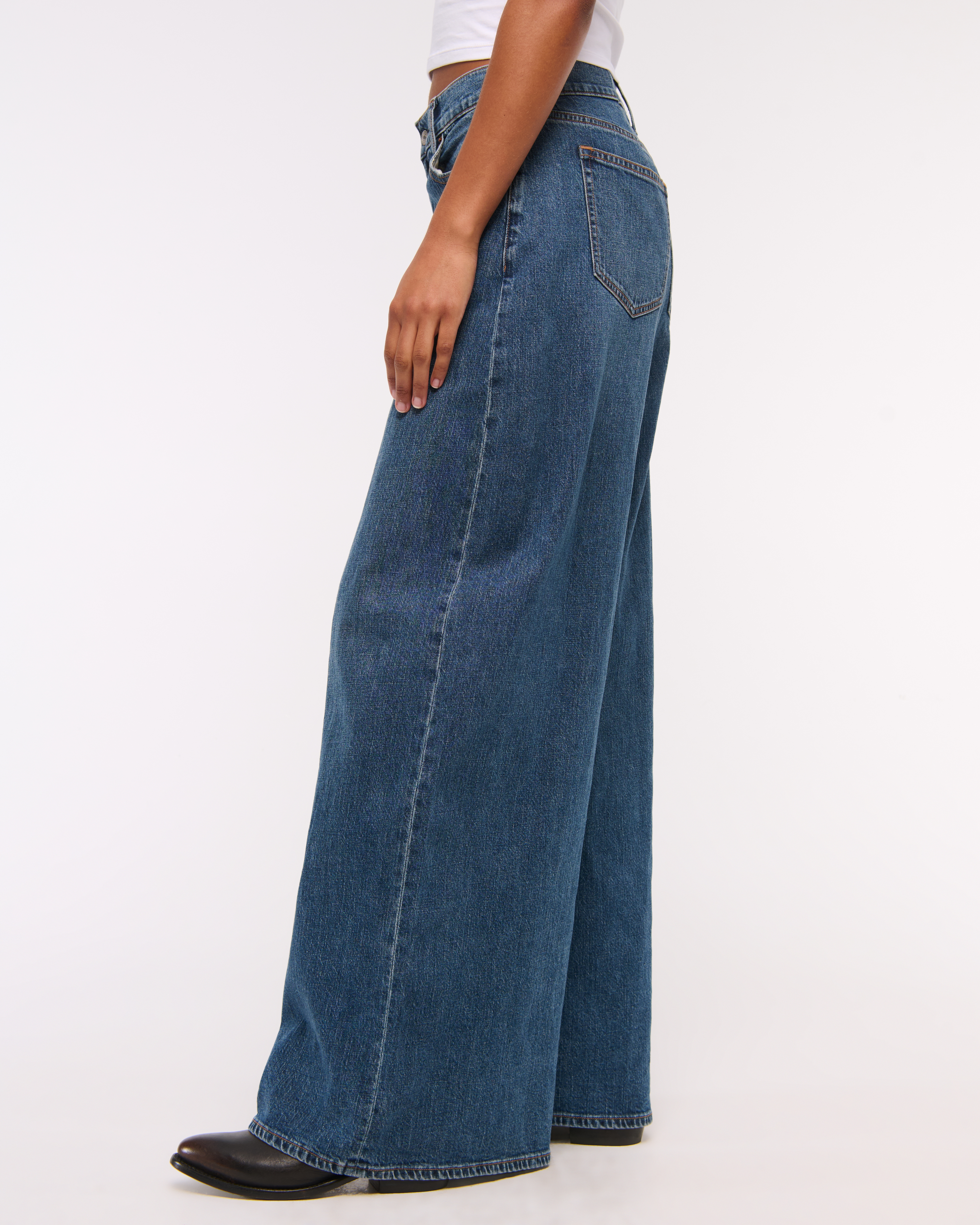 Abercrombie & Fitch Curve Love Linen-blend Ultra Wide Leg Jean
