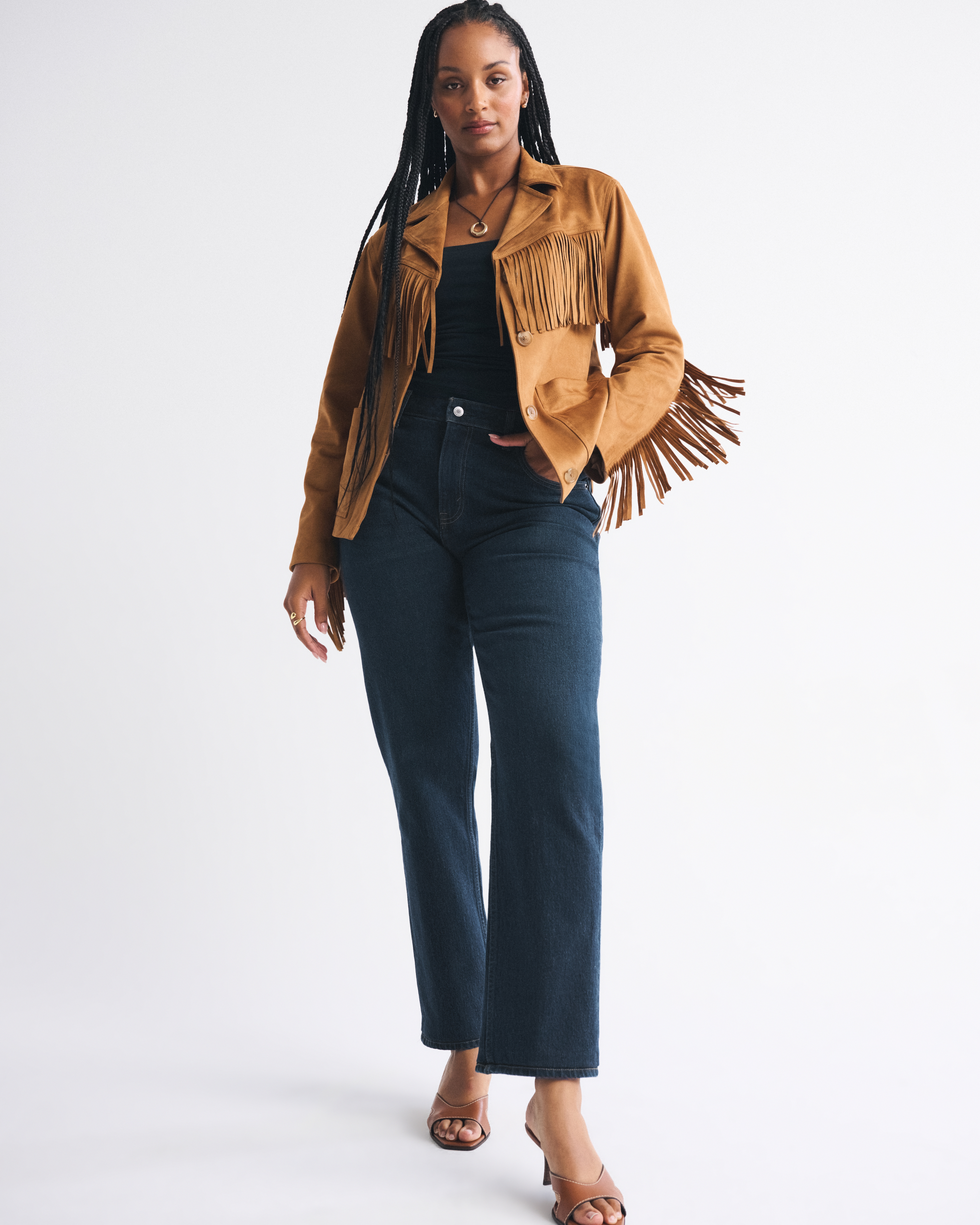 Abercrombie & Fitch Curve Love Mid Rise 90s Straight Jean In Blue