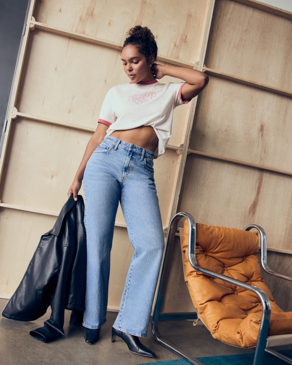 Curve Love High Rise 90s Relaxed Jean, Medium Studded view 1