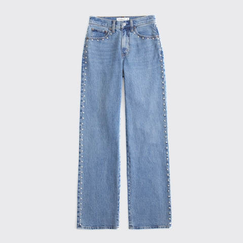 Женские джинсы Abercrombie & Fitch Curve Love High Rise 90s Relaxed Studded Jean