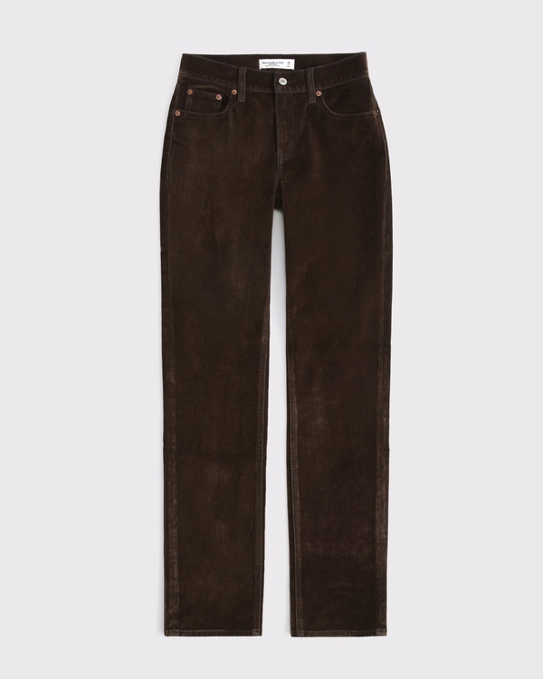 Curve Love Mid Rise 90s Straight Jean, Brown Velvet view 1