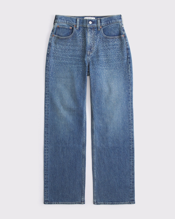 High Rise 90s Relaxed Jean, Medium Tinted With Rhinestones view 1