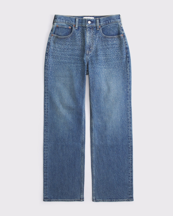 Curve Love High Rise 90s Relaxed Jean, Medium Tinted With Rhinestones view 1