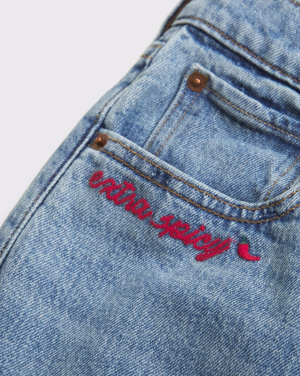 Curve Love High Rise 90s Relaxed Jean, Medium Extra Spicy Embroidery view 1