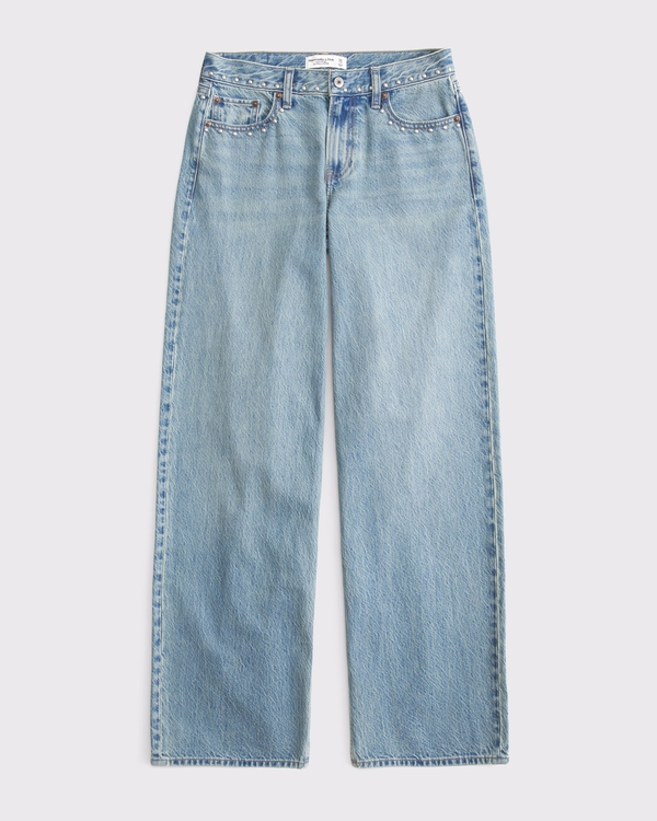 Low Rise Ultra Loose Jean, Medium Studded view 1