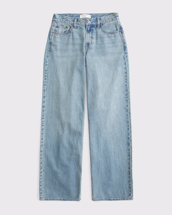 Curve Love Low Rise Ultra Loose Jean, Medium Studded view 1