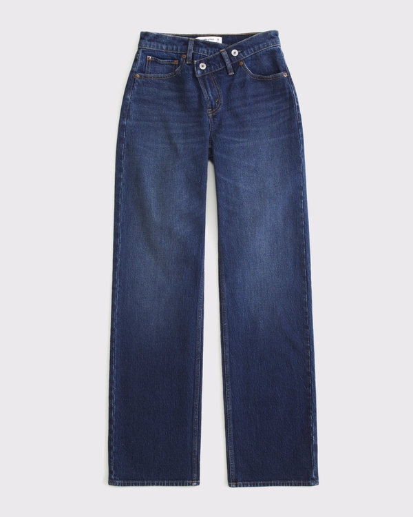 Curve Love High Rise 90s Relaxed Jean, Dark Crossover Waistband view 1
