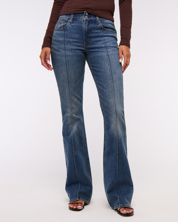 Mid Rise Bootcut-Jeans, Mittel Mit Bund Mit Zwei Knöpfen view 2