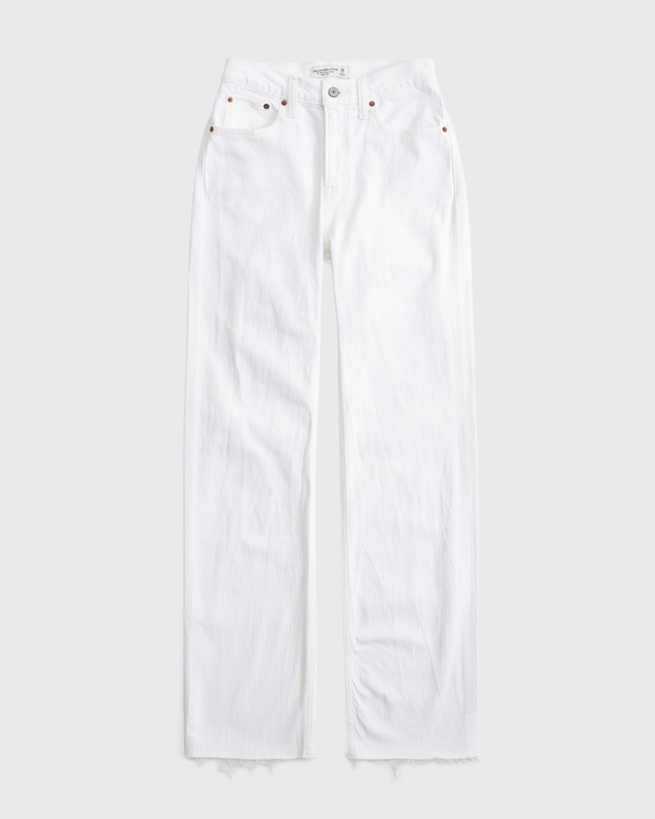 Curve Love High Rise 90s Relaxed Jean, White Raw Hem view 1