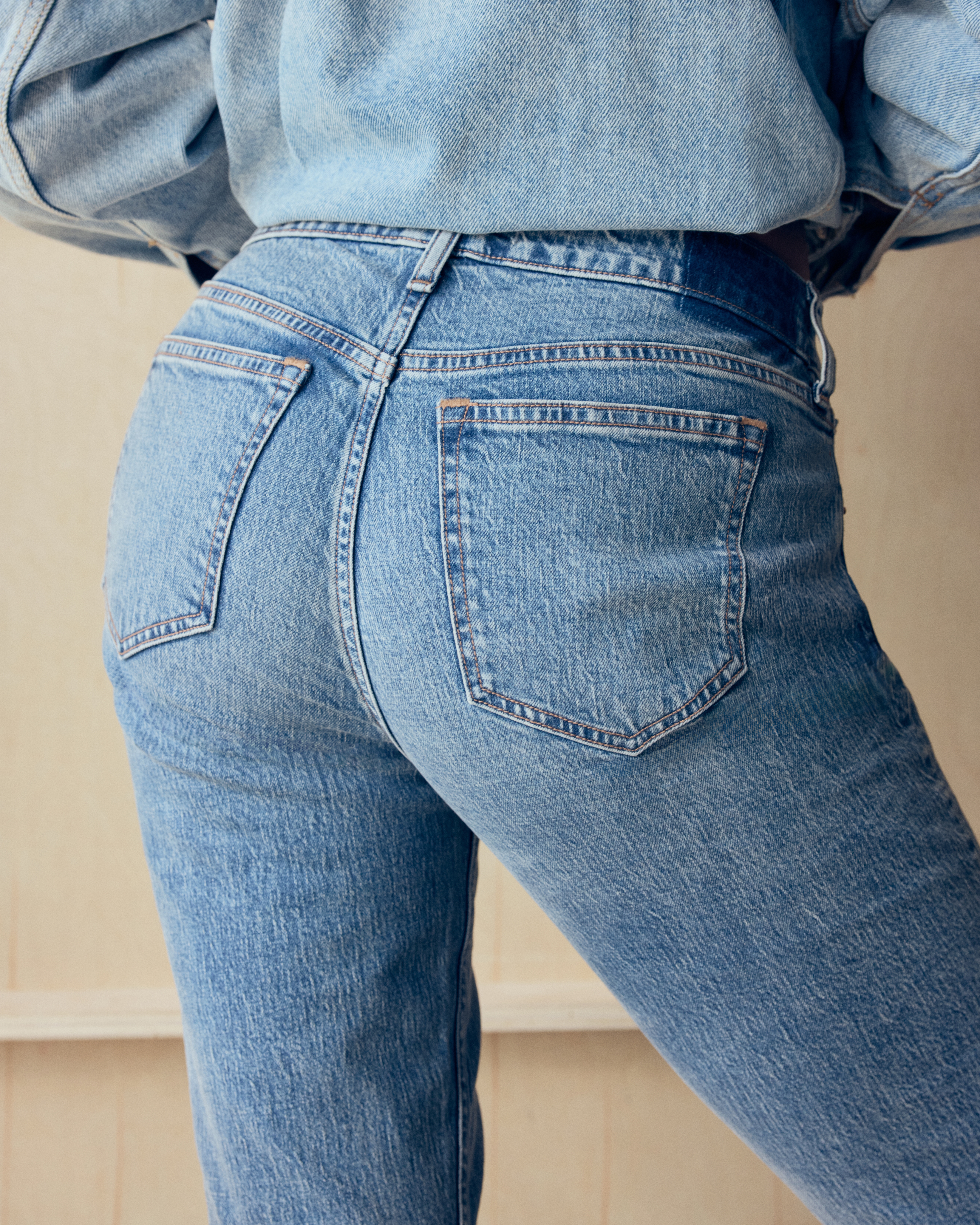 Abercrombie & Fitch Curve Love Mid Rise Bootcut Frayed Hem Jean