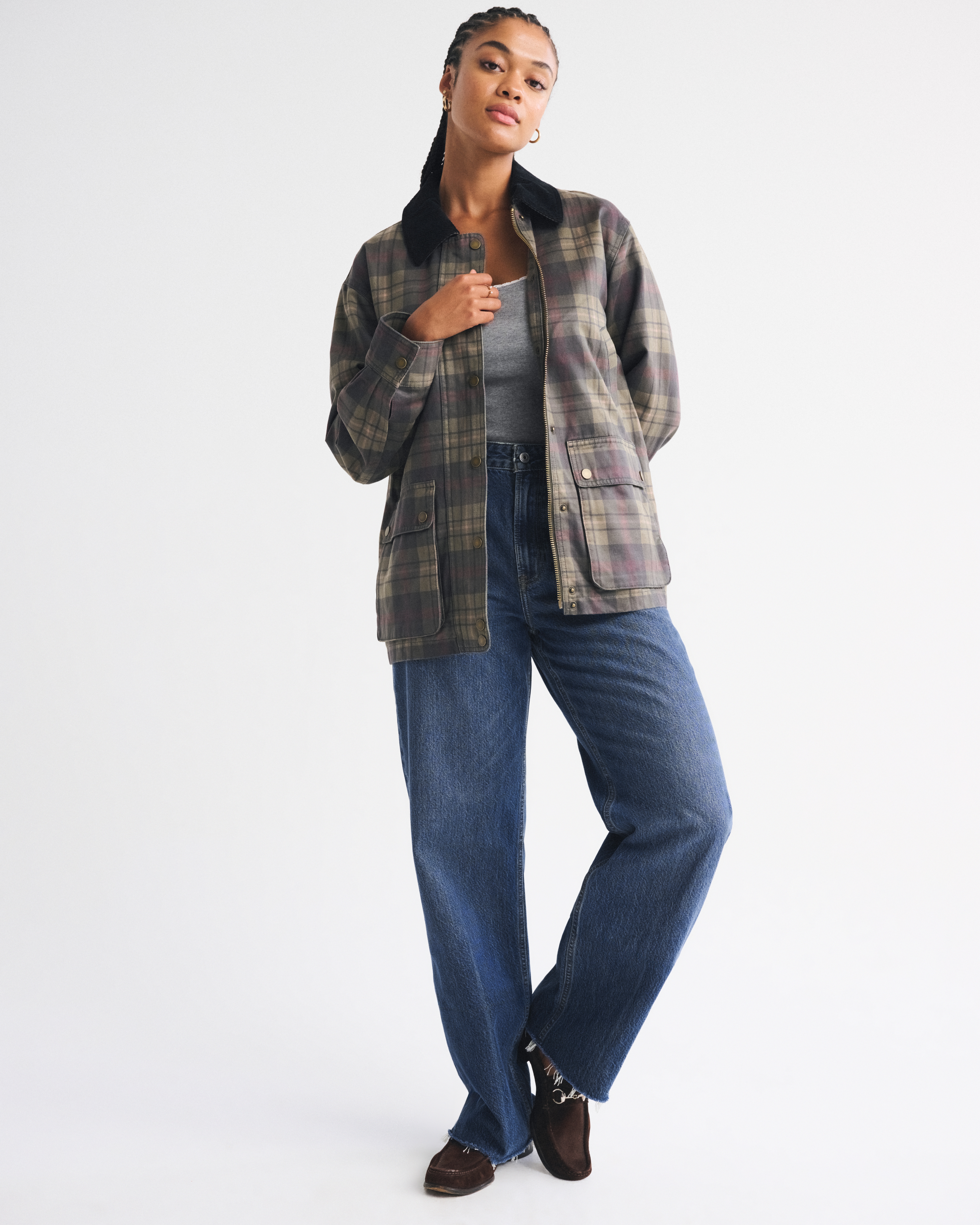 Abercrombie & Fitch Curve Love High Rise Loose Jean In Brown