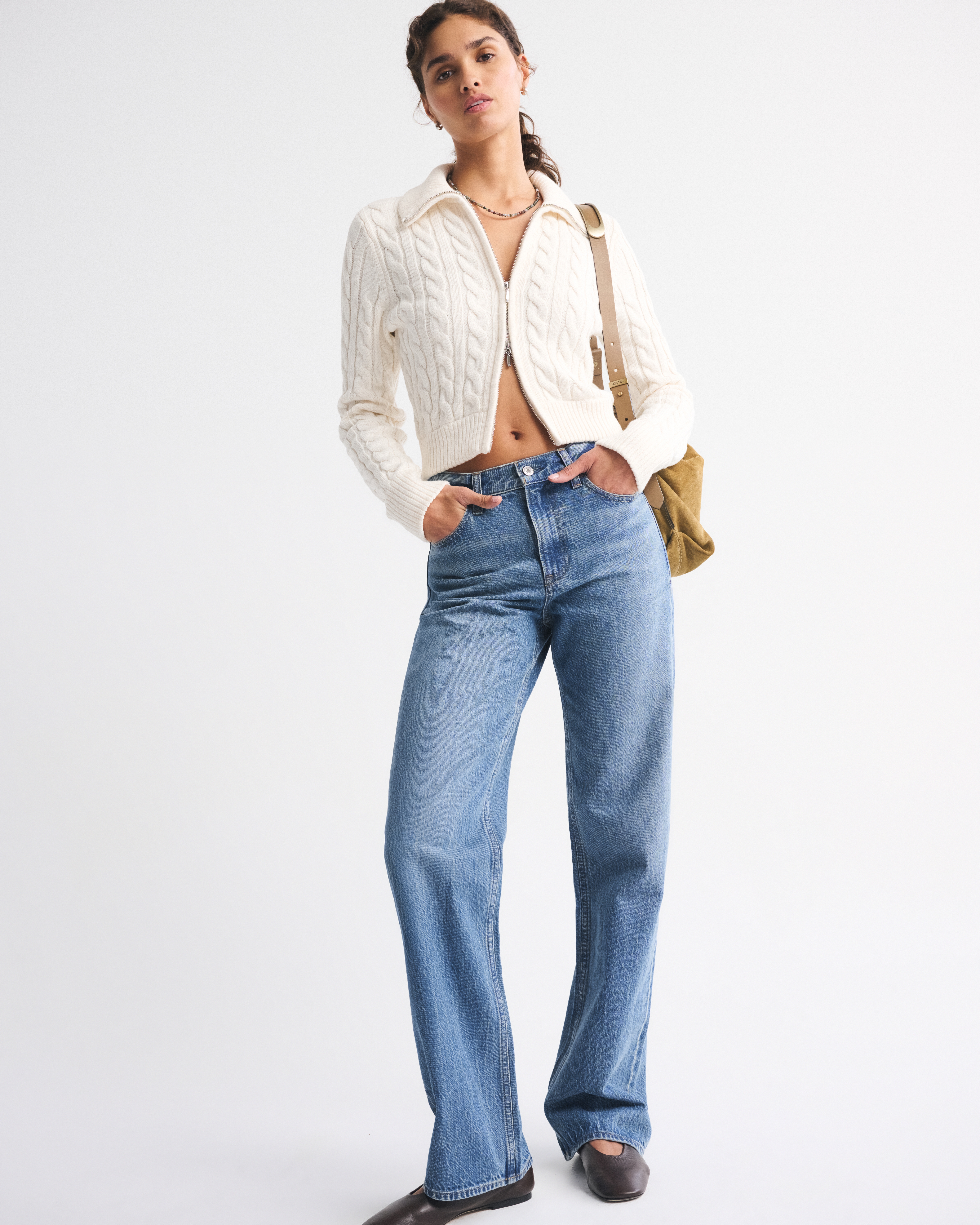 Abercrombie & Fitch High Rise Loose Jean In Blue