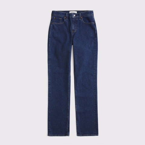 Женские джинсы Abercrombie & Fitch Curve Love Mid Rise 90s Straight Frayed Hem Jean