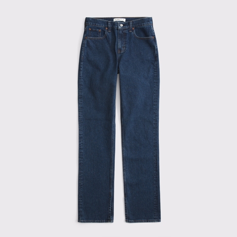Женские джинсы Abercrombie & Fitch Mid Rise 90s Straight Frayed Hem Jean